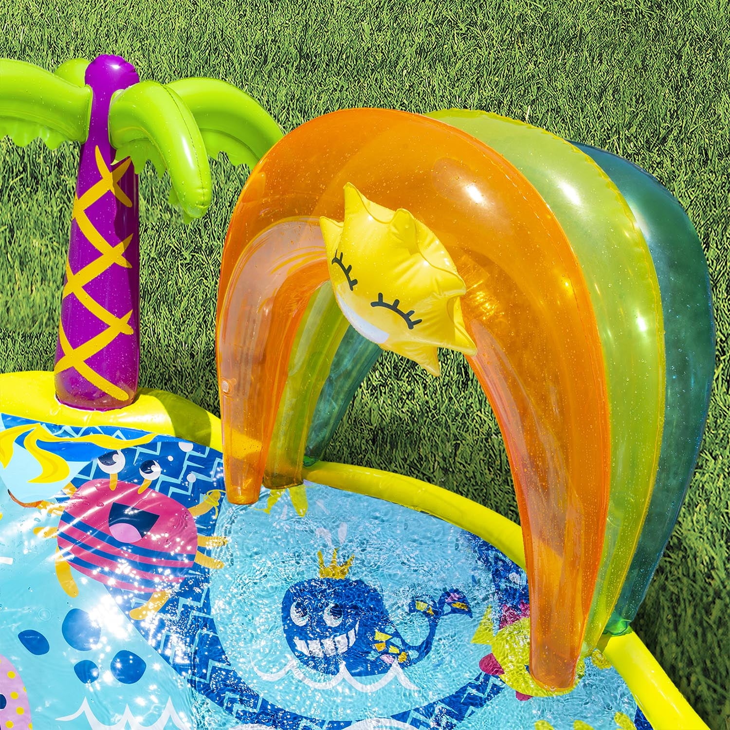 Banzai Jr. Splish Splash Inflatable Water Park for Toddlers - Includes Slide and Play Features