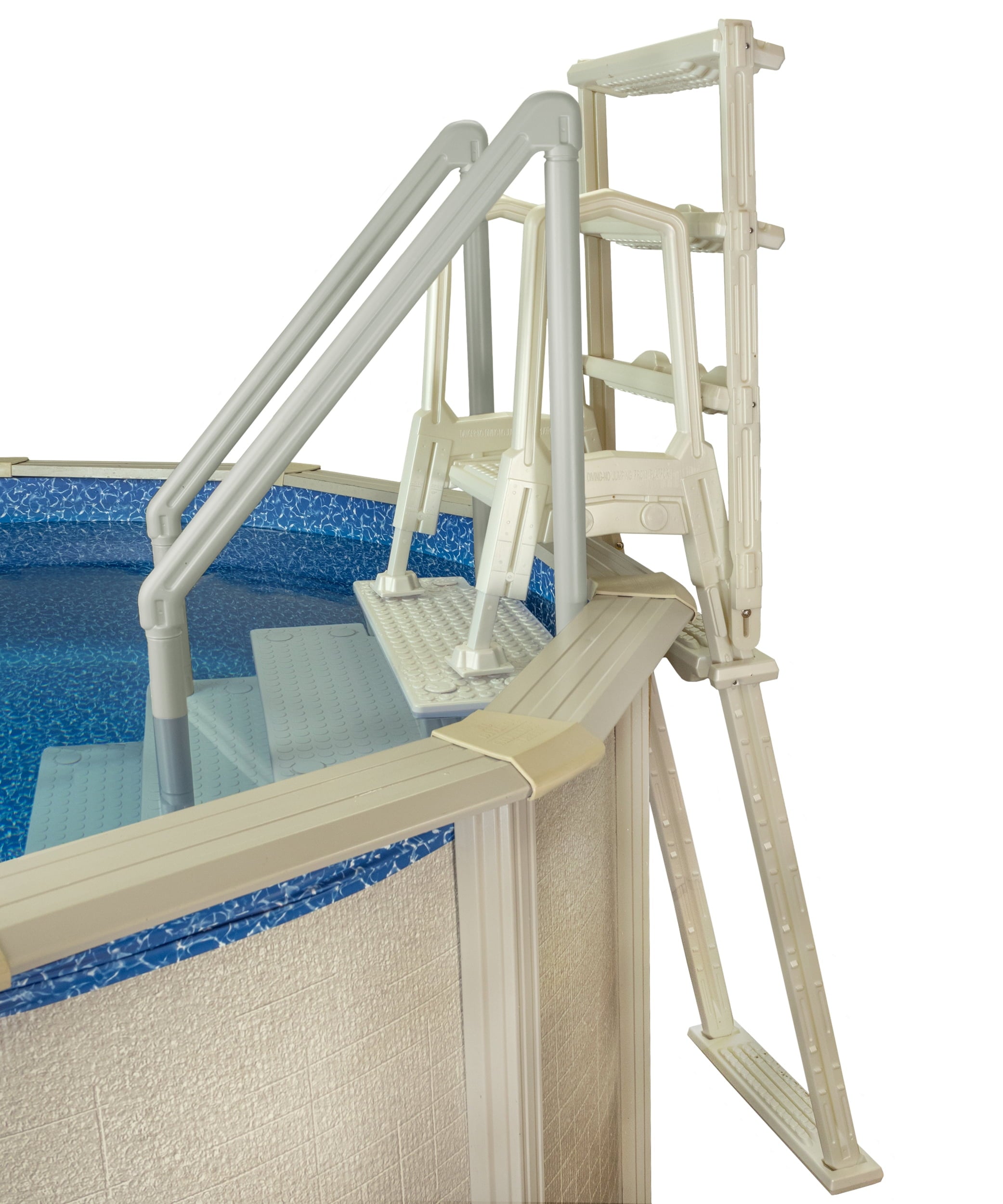 Aqua Select White Outside Flip-up Safety Ladder for Above Ground Pools 48-54H