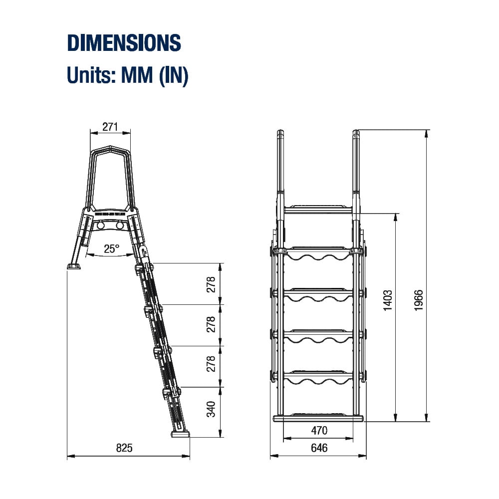Aqua Select White Outside Flip-up Safety Ladder for Above Ground Pools 48-54H