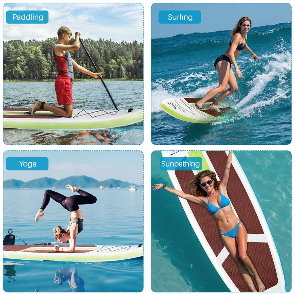TINKLE WELL Inflatable Stand Up Paddle Board (SUP) Kit, Ultra-Stable Wide Design w/Non-Slip Deck & 2-in-1 Adjustable Paddle, Complete Set for Beginners/Experts, Youth & Adults, Organe