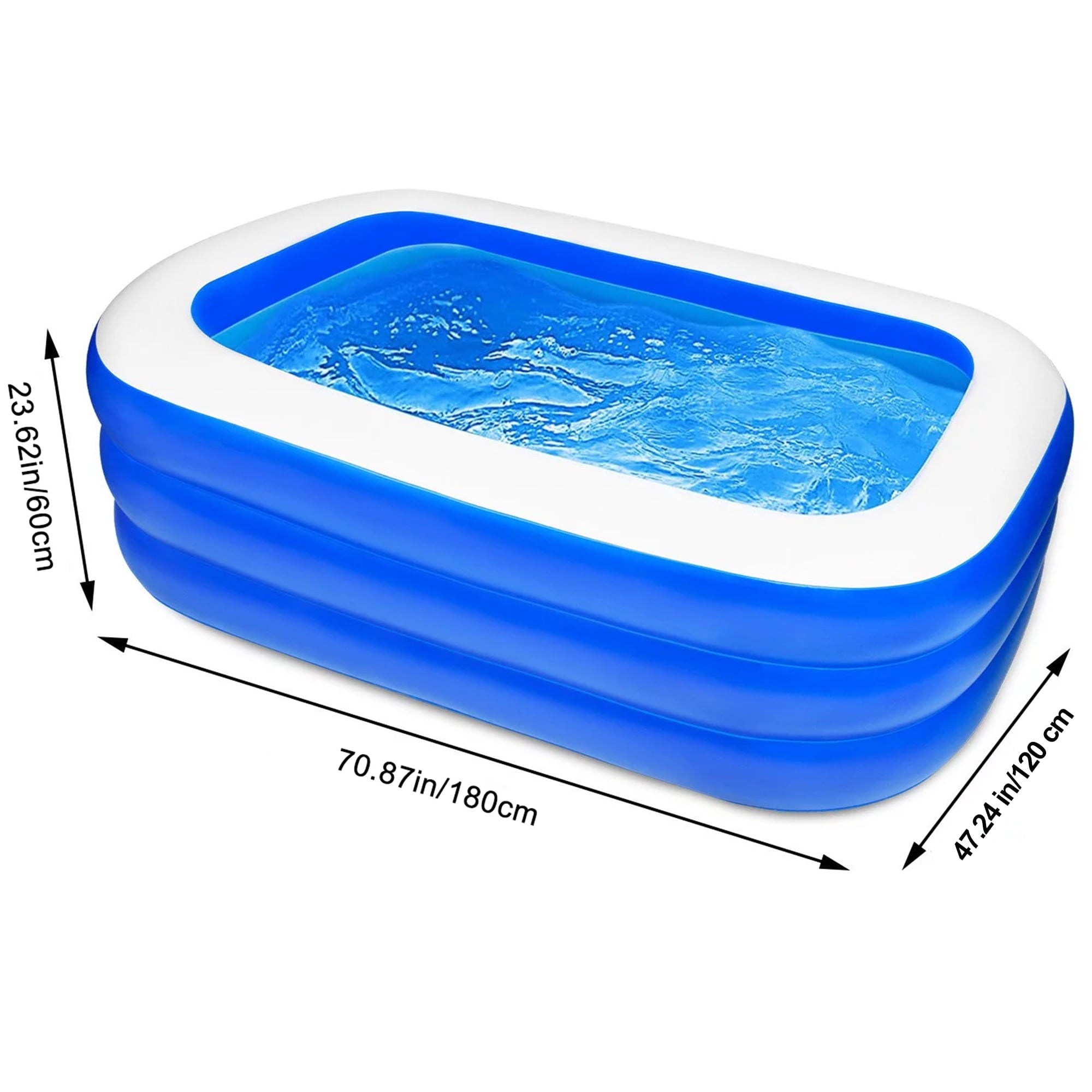 MoonSun Inflatable Pools Kiddie Pool, 71 x 47 x 24 Indoor Rectangle Swimming Pool for Kids, Toddlers, Infant, 3 Layers