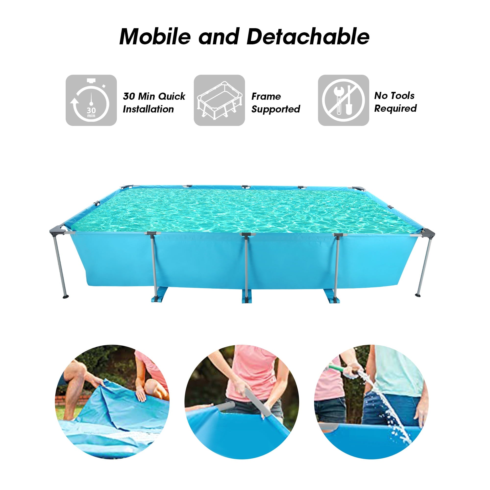 Naipo 15FT Above Ground Swimming Pool for Backyard Large Steel Frame Upgraded PVC Swimming Pools for Family and Pets with 177 × 86in