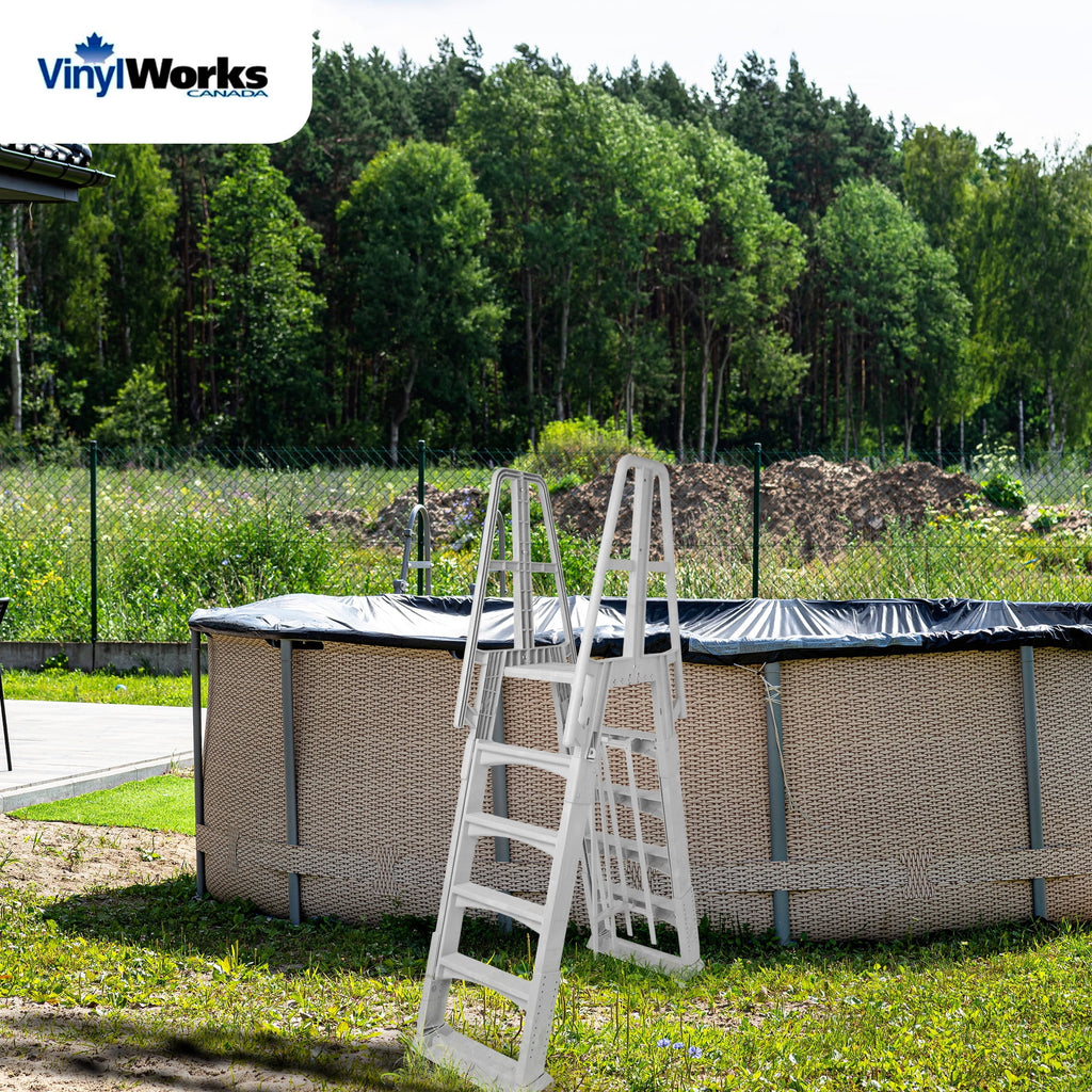 Vinyl Works Canada SLAW Slide Lock A Frame Above Ground Pool Ladder, White