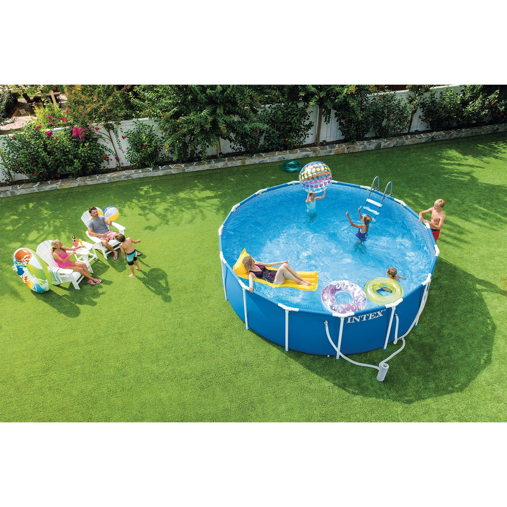 INTEX Metal Frame 12ft x 30in Above Ground Swimming Pool Set w/Filter Pump