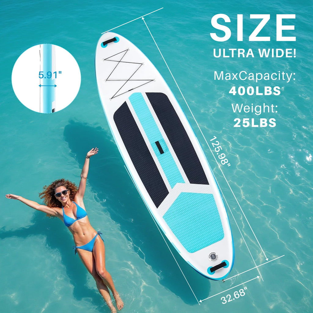 TINKLE WELL Inflatable Stand Up Paddle Board (SUP) Kit, Ultra-Stable Wide Design w/Non-Slip Deck & 2-in-1 Adjustable Paddle, Complete Set for Beginners/Experts, Youth & Adults, Organe