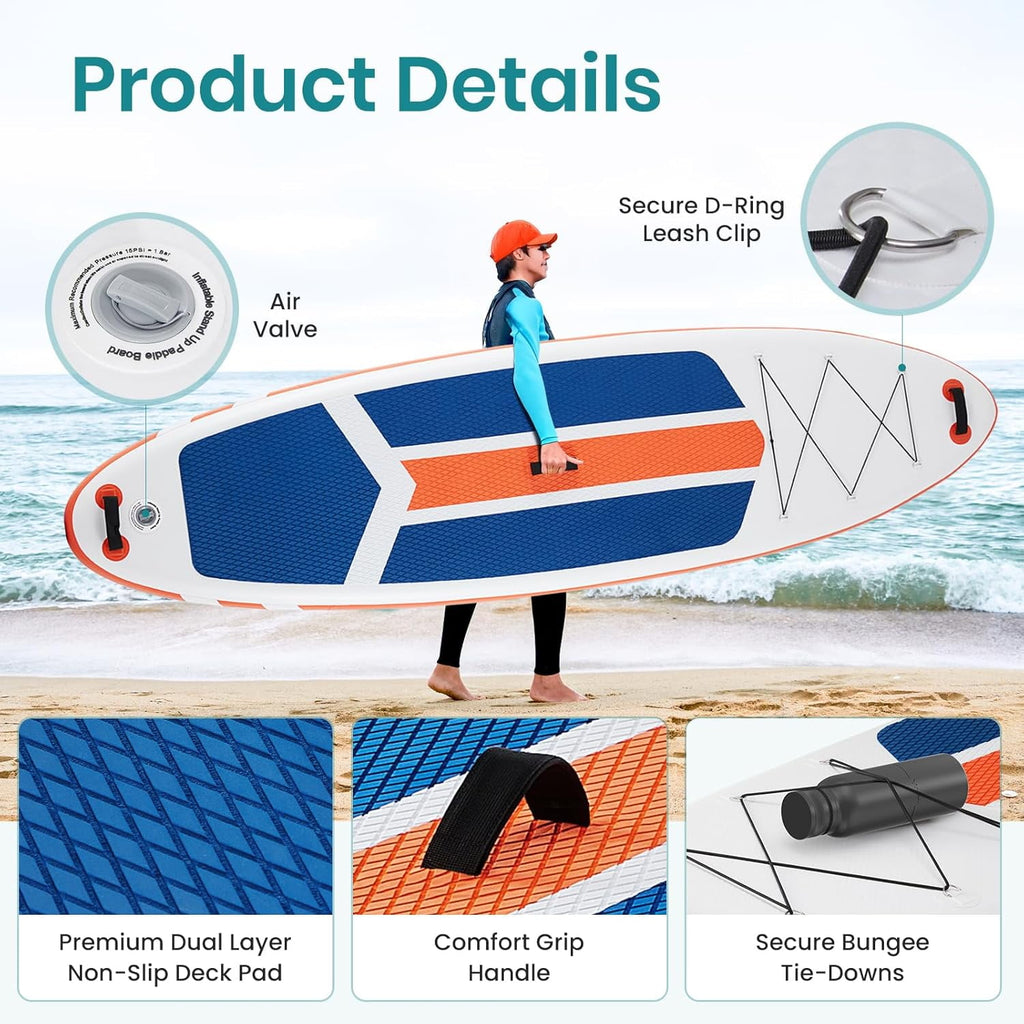 CONCETTA Inflatable Paddle Board,Equipped With SUP Paddle Board Accessories, The Non-slip EVA Deck Design Restarts The Surfboard,Surfboard for Youth&Adults of All Skill Levels，Brown Green