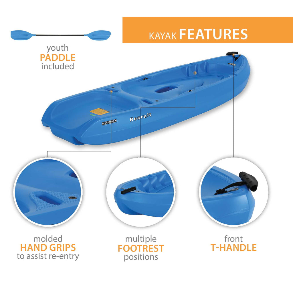 Lifetime Recruit 6.5 ft Youth Sit-On-Top Kayak with Paddle, Lime Green (90765)