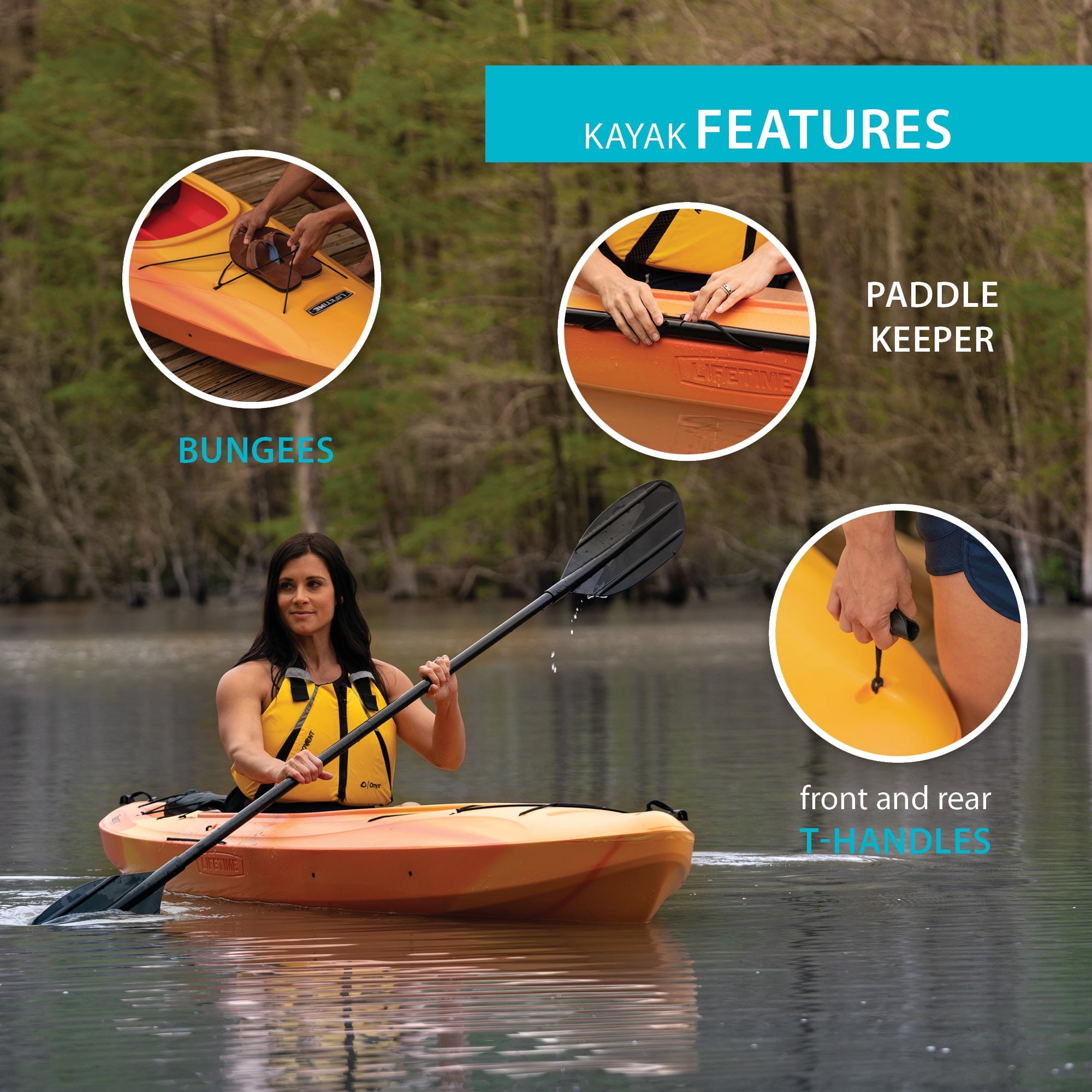Lifetime Charger 10 ft Sit-Inside Kayak with Paddle, Seaside Dualtone (91349)