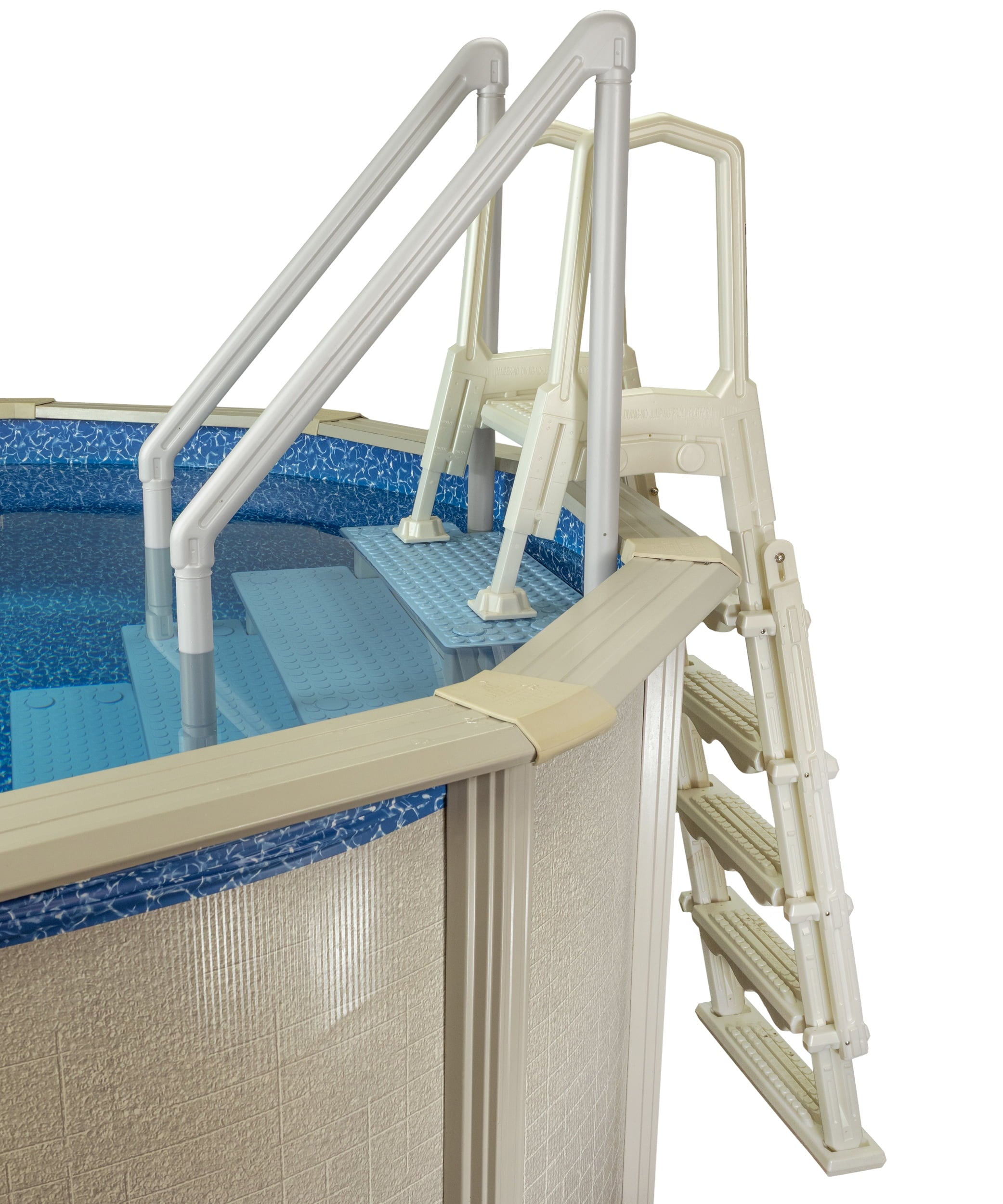 Aqua Select White Outside Flip-up Safety Ladder for Above Ground Pools 48-54H