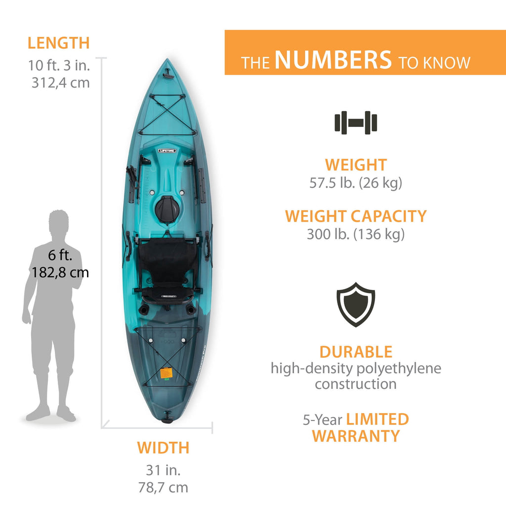 Lifetime Tamarack Pro-Comfort 10 ft 3 in Sit-On-Top Kayak with Paddle, Eclipse Fusion (91058)