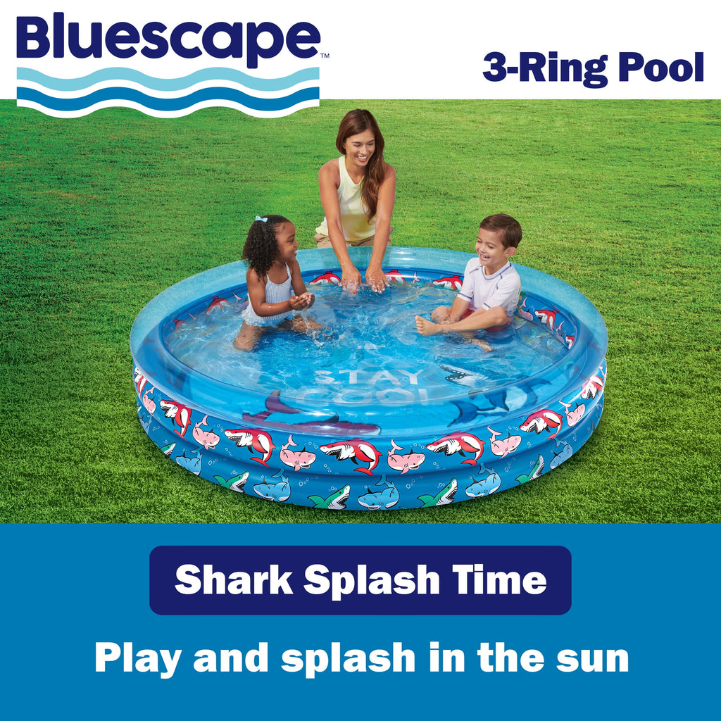 Bluescape Colorful Mermaid Print 3-Ring Inflatable Swimming Pool for Kids, Round, Age 2 & up, Unisex