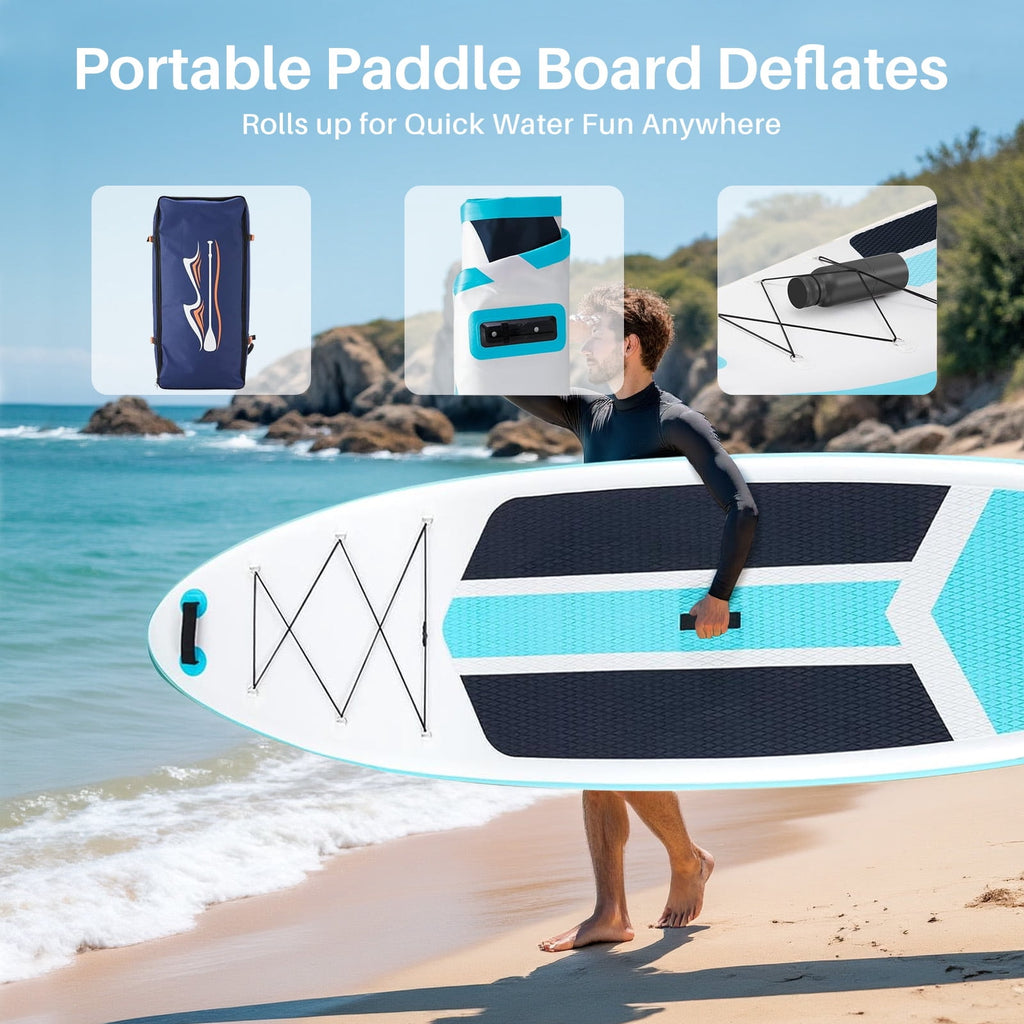 TINKLE WELL Inflatable Stand Up Paddle Board (SUP) Kit, Ultra-Stable Wide Design w/Non-Slip Deck & 2-in-1 Adjustable Paddle, Complete Set for Beginners/Experts, Youth & Adults, Organe