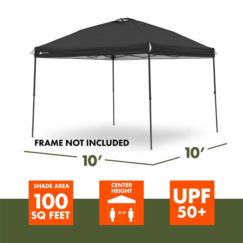 Ozark Trail 10' x 10' Straight Leg Canopy Top, Black