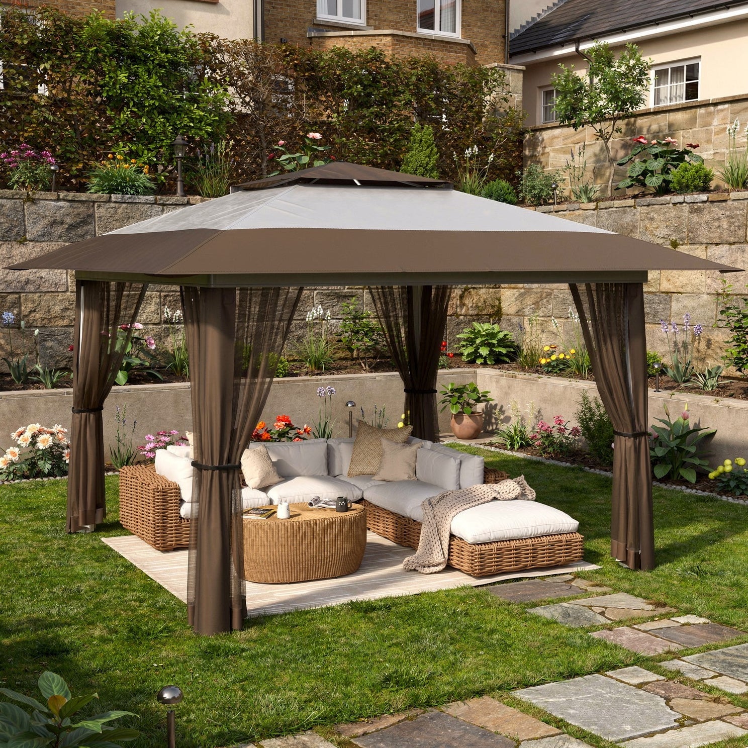 10x10 Pop-Up Canopy Tent with Removable Walls, 3 Height Adjustable Easy Set up Portable Gazebo, For Camping, White