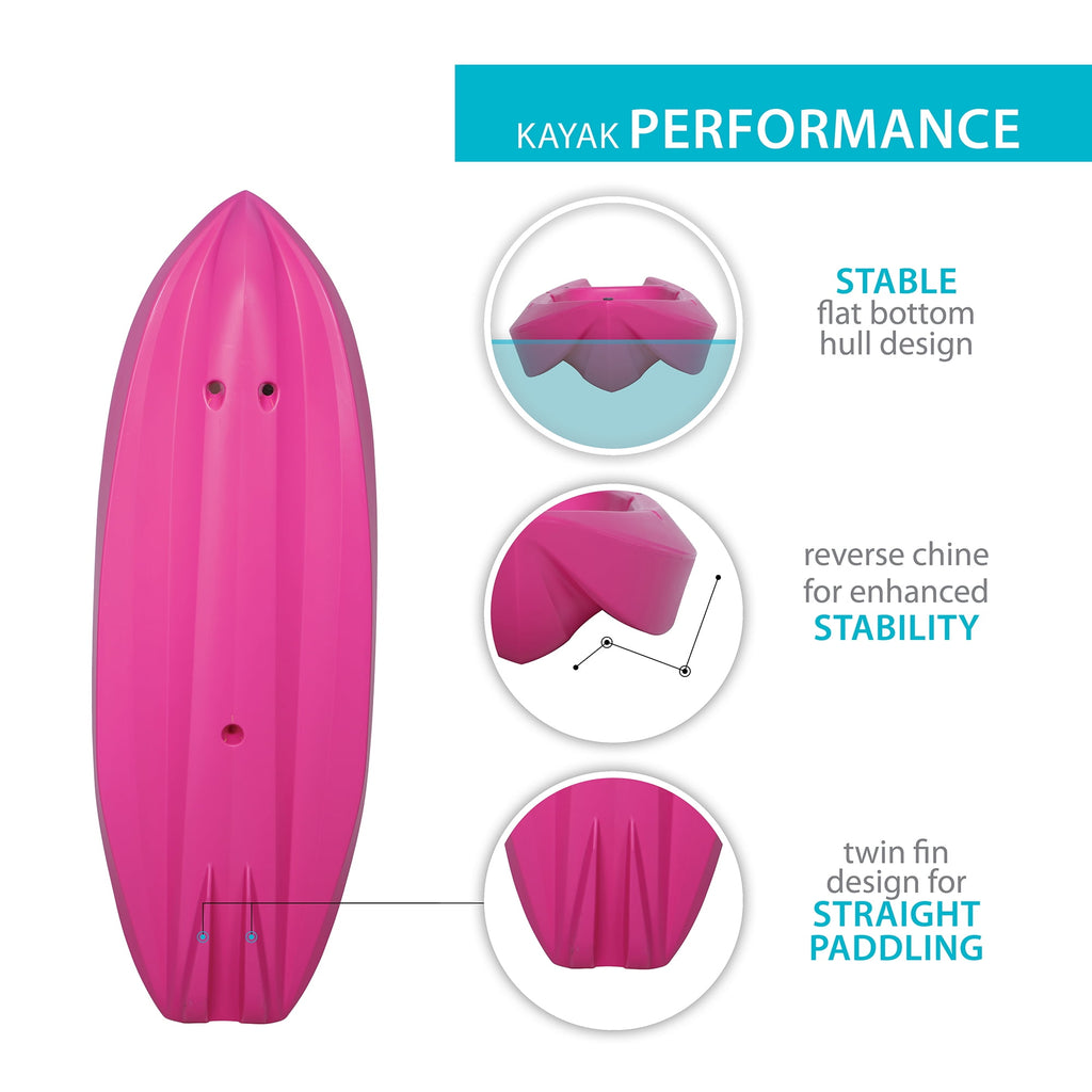Lifetime Wave 6 ft Youth Sit-On-Top Kayak with Paddle, Fire Red (91401)