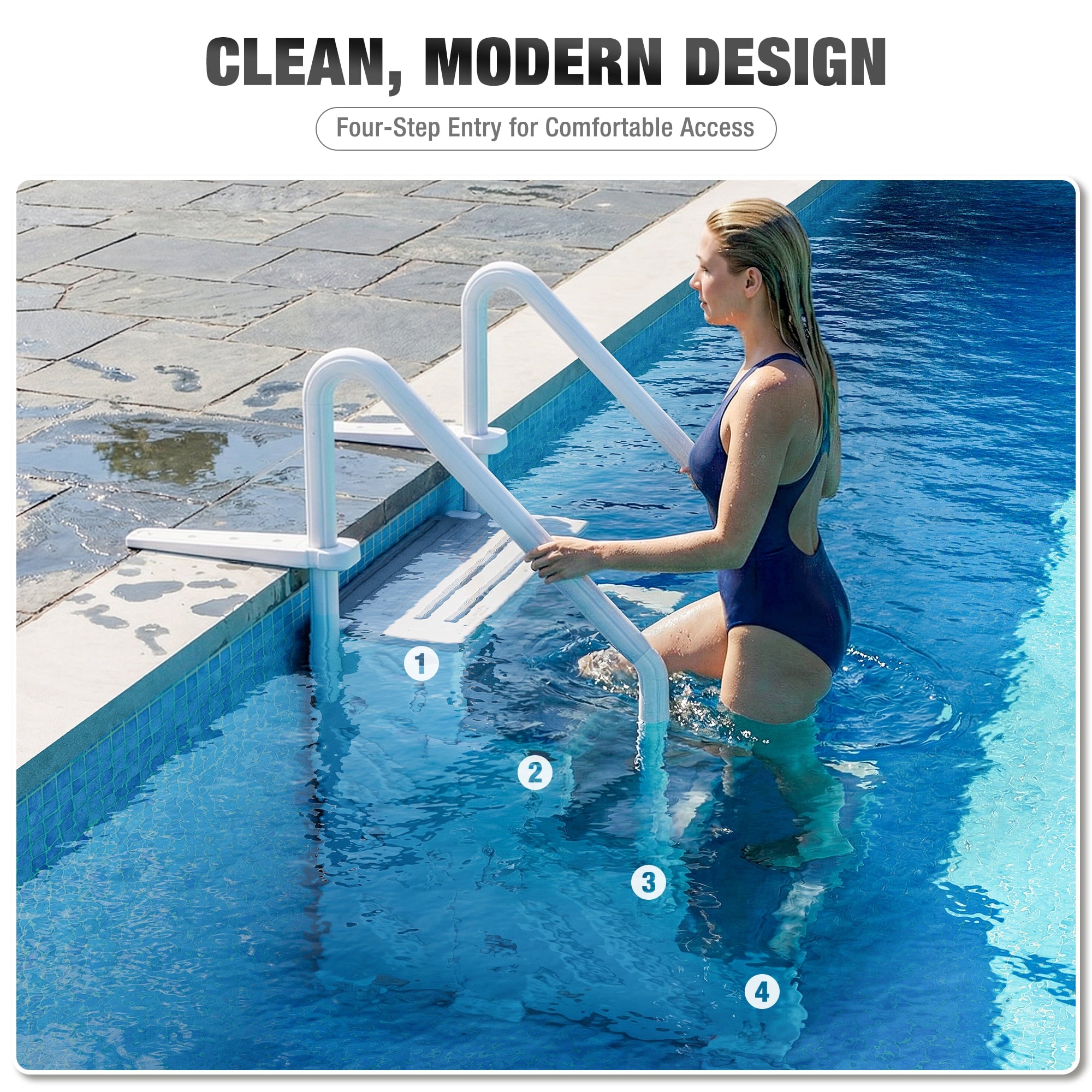 Betisef Pool Ladder above Ground, Heavy Duty 4-Step Pool Ladder with Dual Handrails and Non-Slip Steps, 500 LBS Load Capacity, for 46-58 Inch