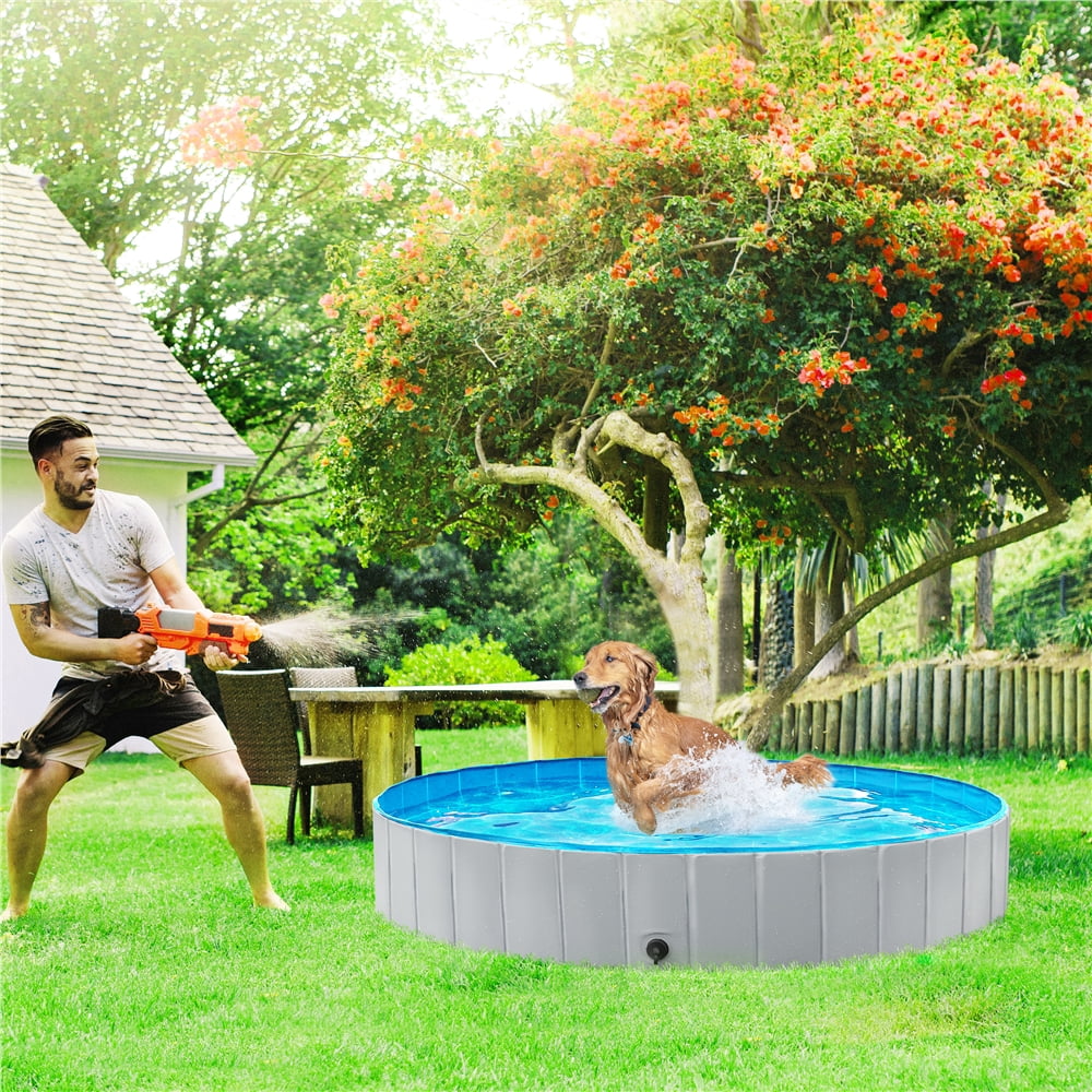 Yaheetech Portable PVC Swimming Pool with Non-slip Bottom for Dogs Cats, XXL, Blue