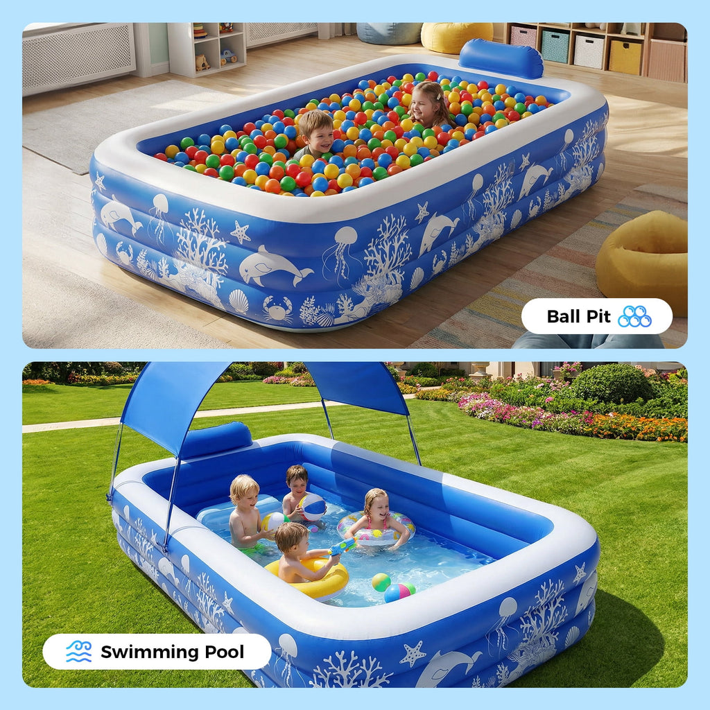 Inflatable Pool, 120 X 67 X 22 Family Swimming Pool, Oversized Thickened Kiddie Pool for Outdoor, Garden, Backyard, Blue