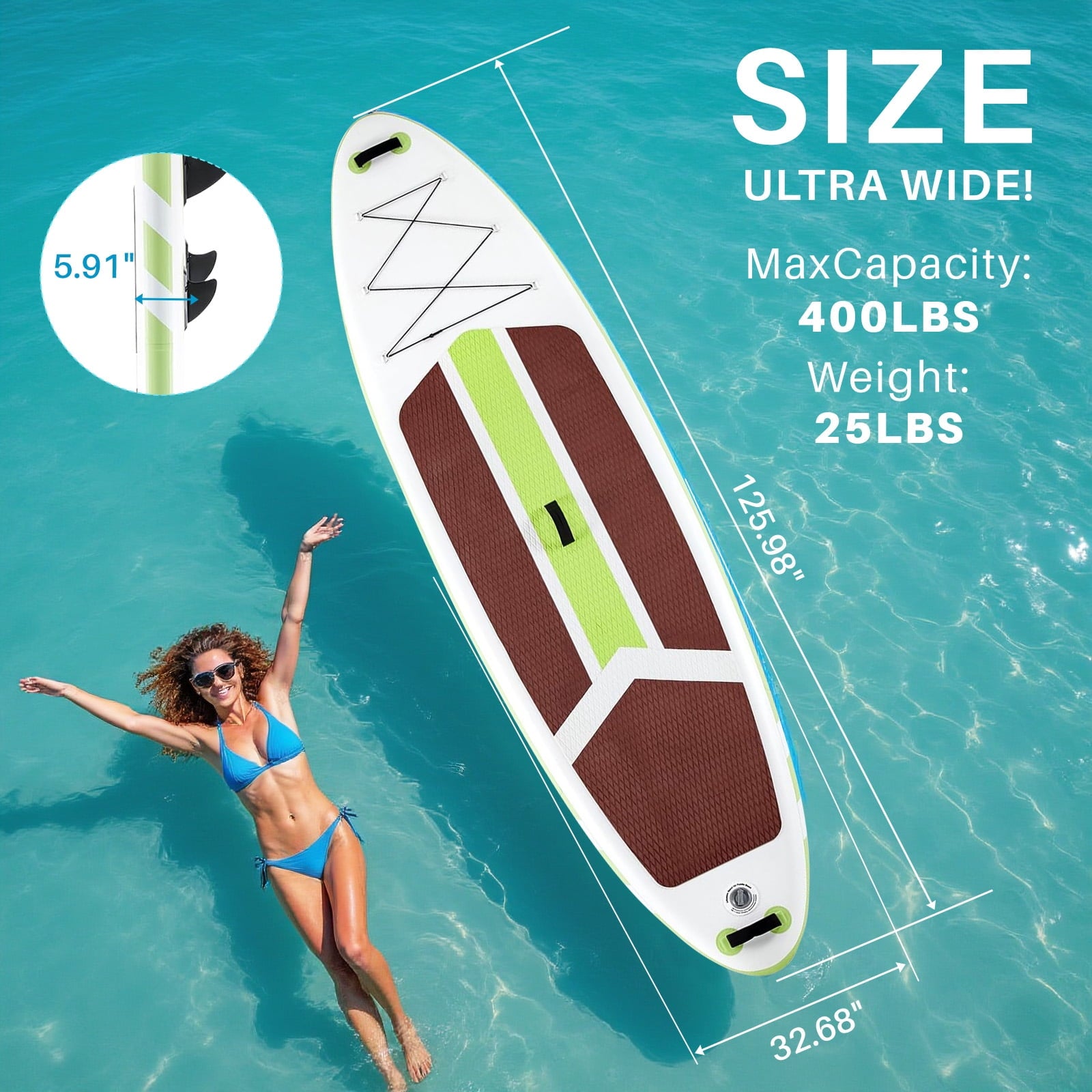 TINKLE WELL Inflatable Stand Up Paddle Board (SUP) Kit, Ultra-Stable Wide Design w/Non-Slip Deck & 2-in-1 Adjustable Paddle, Complete Set for Beginners/Experts, Youth & Adults, Organe