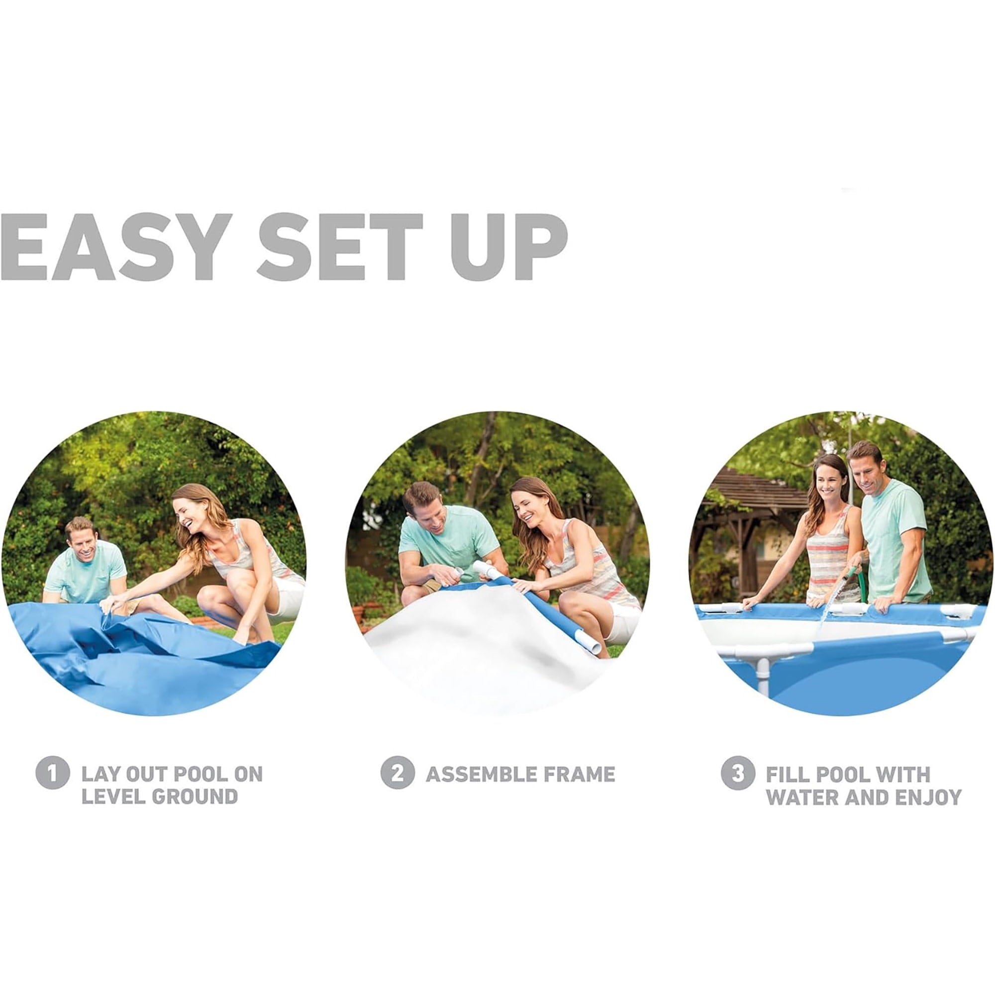 Intex: Canopy Metal Frame Splash Pool - 6' x 15 - UPF 50+ Sunshade Cover, Built-In Water Sprayer, Puncture-Resistant, Wade Kiddie Pool, Kids 3+