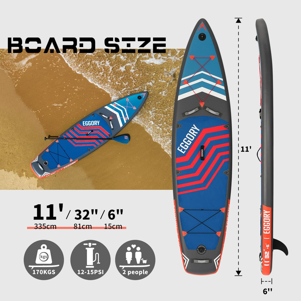 EGGORY 11 ft Inflatable Paddle Boards Stand Up Paddle Board with Premium SUP Accessories for Youth & Adults