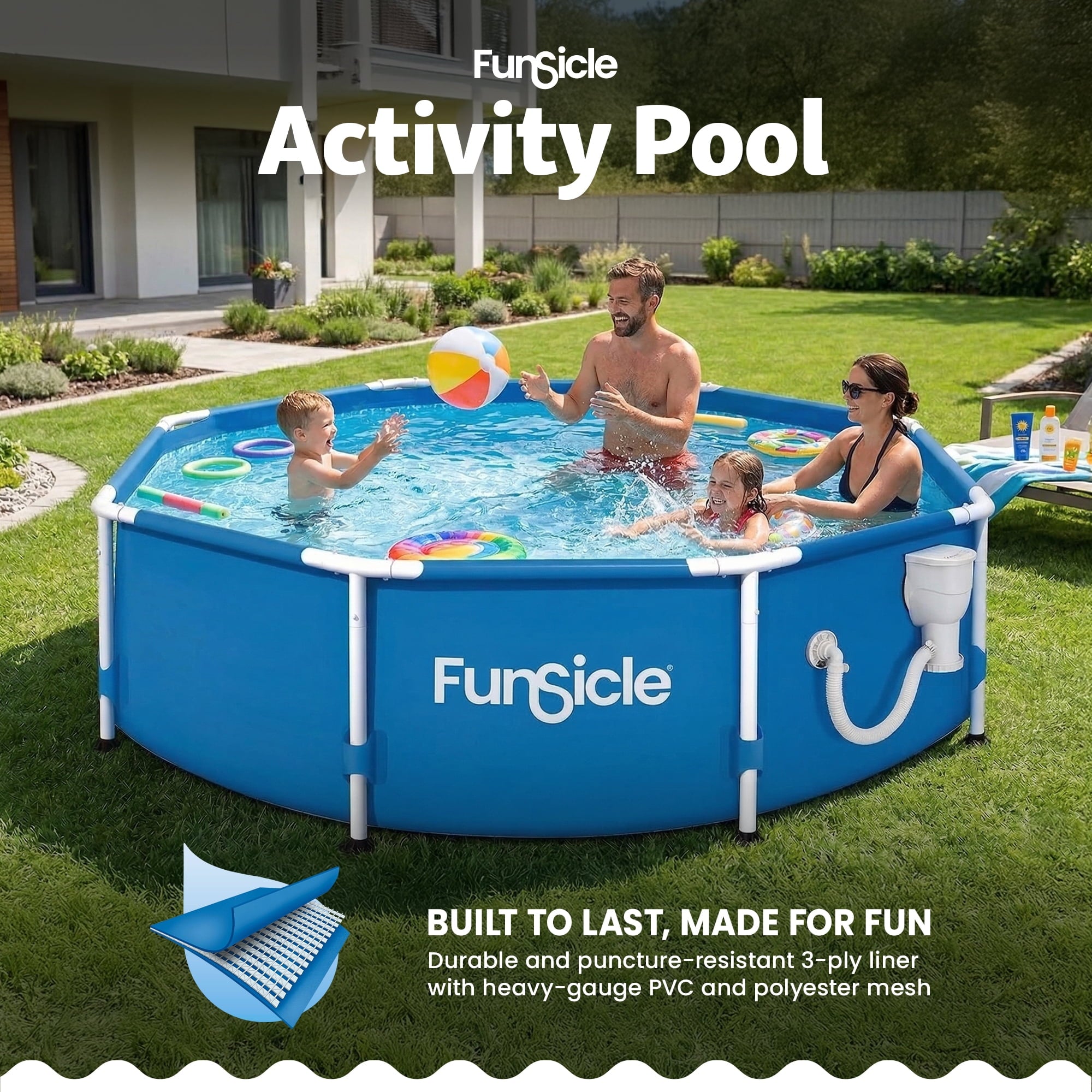 Funsicle 8' x 30 Outdoor Activity Round Frame Above Ground Swimming Pool Set