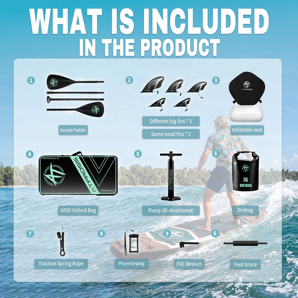 Ultifit Inflatable Paddle Board Extra Wide 500 Lbs Capacity Anti-Slip Design with SUP Accessories and Seat 12' x 36