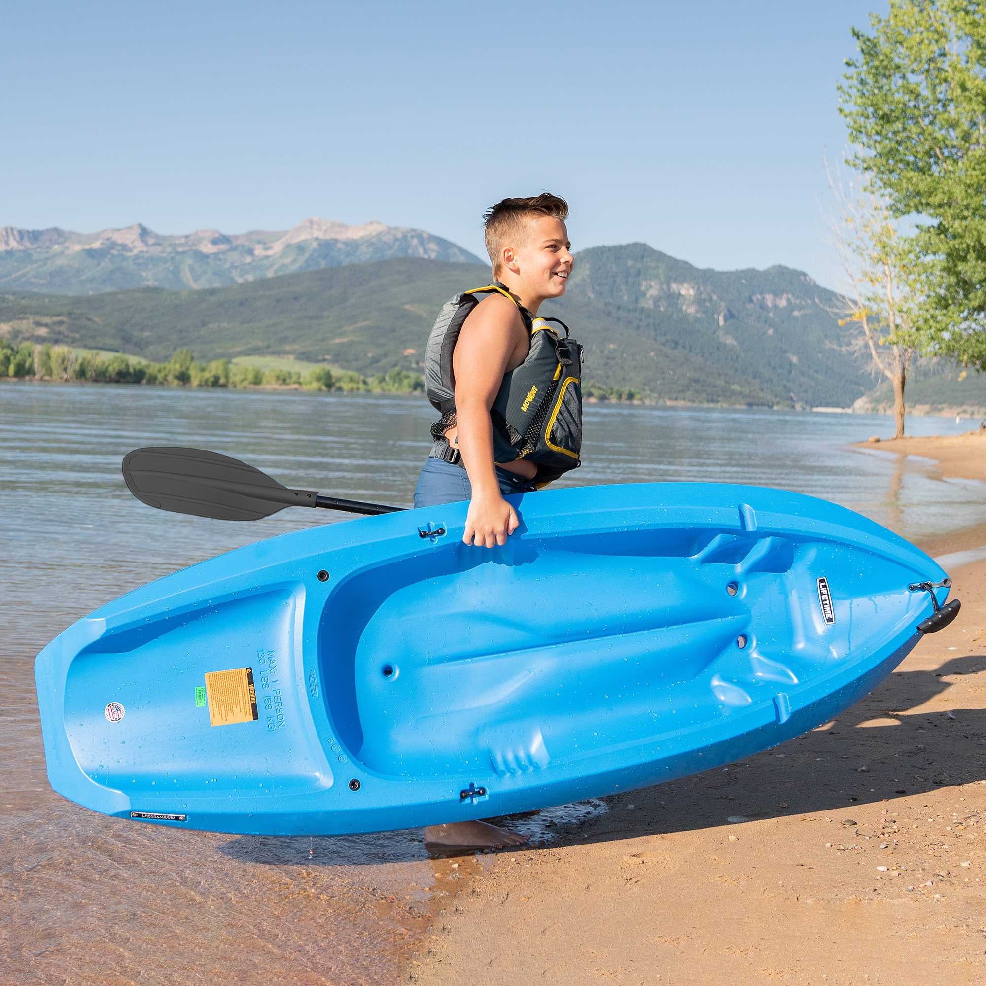 Lifetime Wave 6 ft Youth Sit-On-Top Kayak with Paddle, Fire Red (91401)