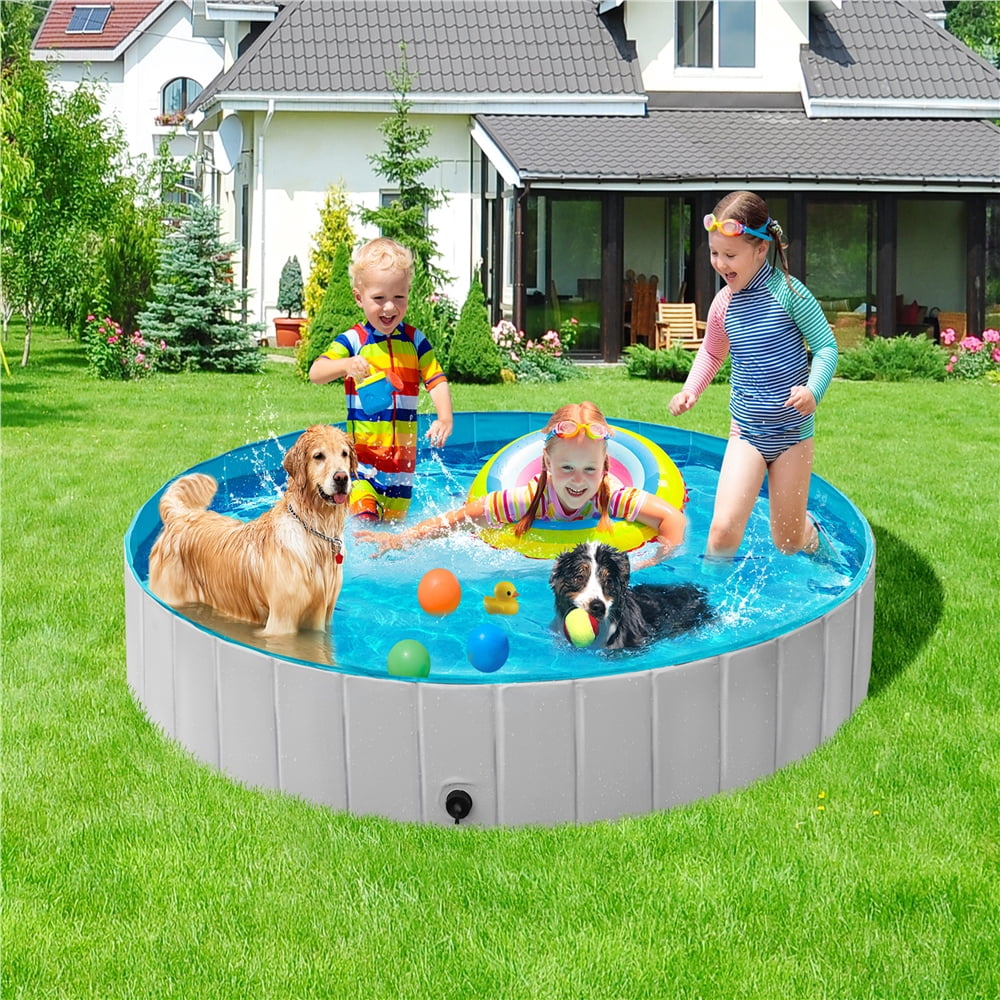 Yaheetech Portable PVC Swimming Pool with Non-slip Bottom for Dogs Cats, XXL, Blue