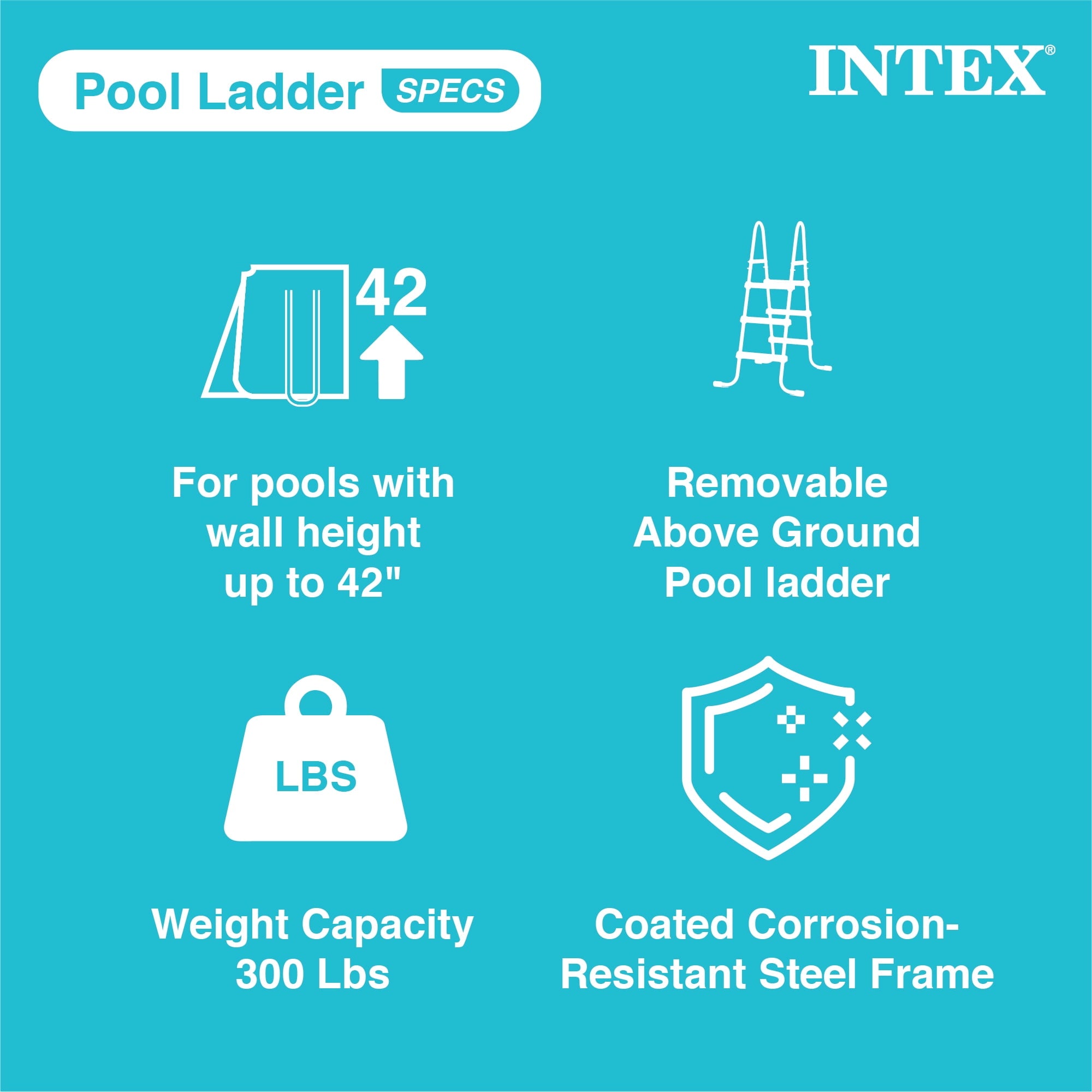 Open Box Intex Steel Frame Above Ground Pool Ladder 42 Height (2 Pack)