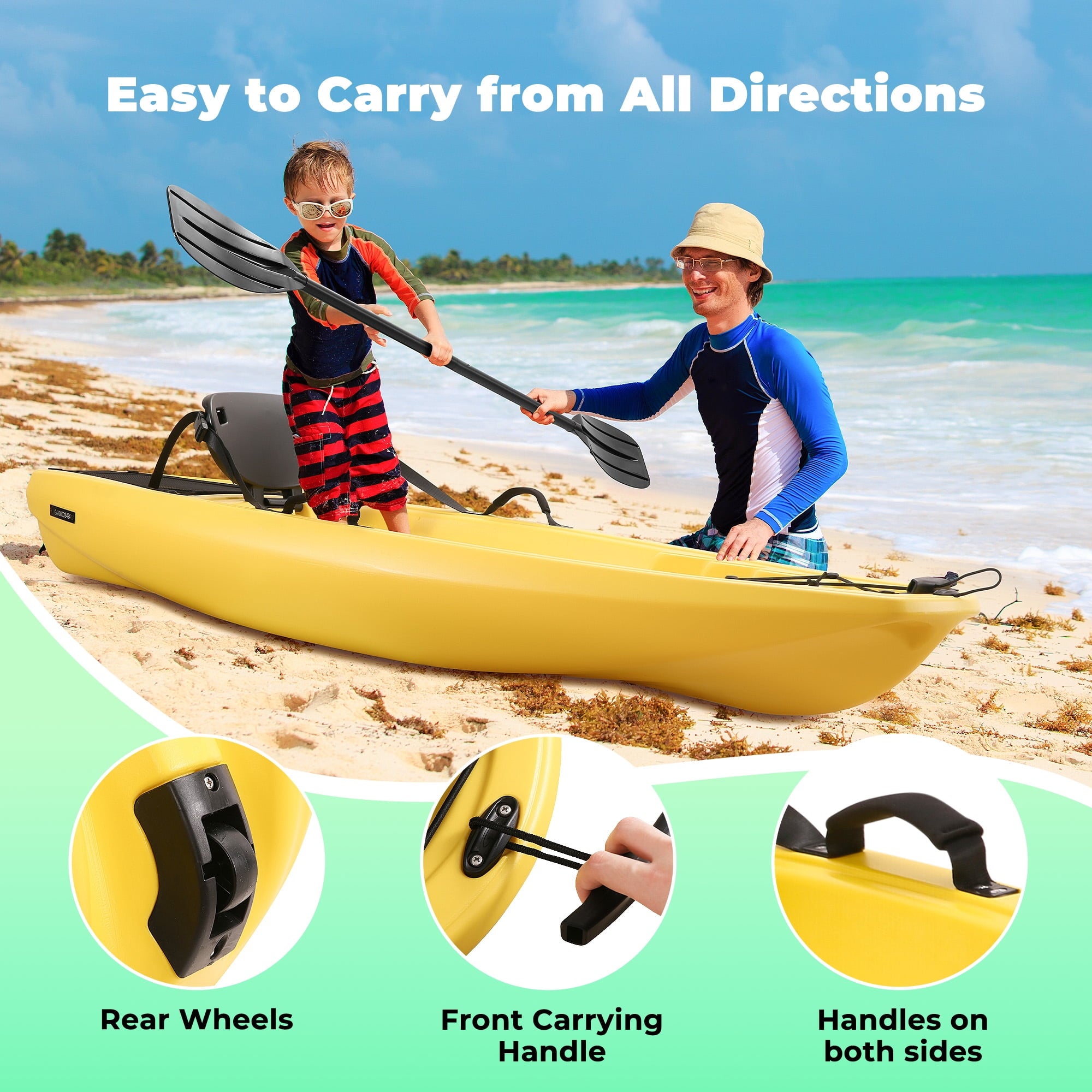 Naipo Kayak with paddle 6.5FT Kayak 4 Level Footrest Sit On Top for Youth Kid to Teen Up to 121lbs