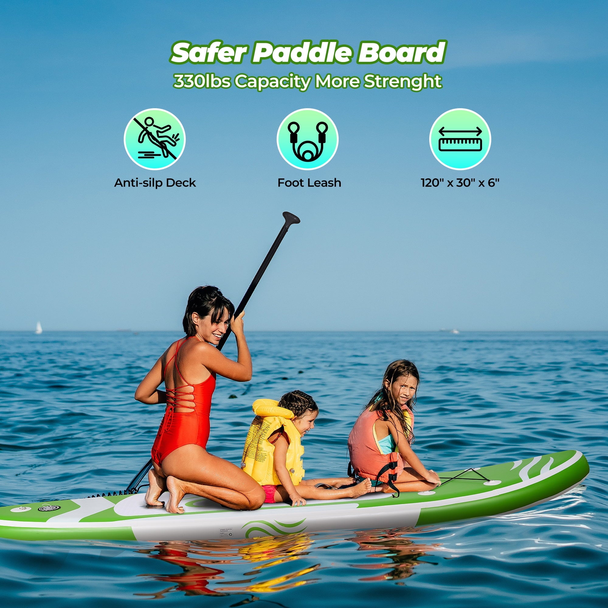 Naipo Paddle Board 10ft Inflatable Paddle Board 6in Thick Non-Slip Deck Stand Up SUP with Paddle Accessories for Adults Youth Family Fishing