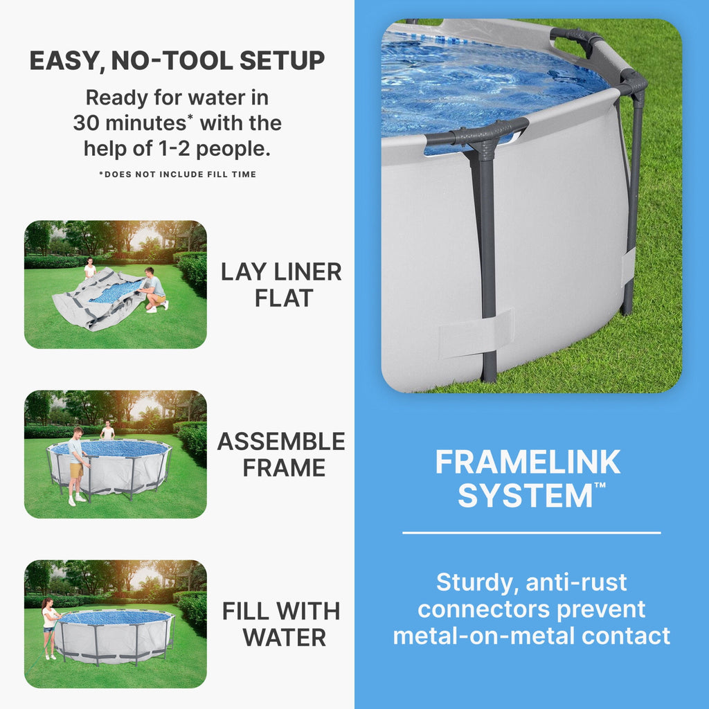 Open Box Bestway 10' x 30 Round Steel Pro MAX Hard Side Family Swimming Pool