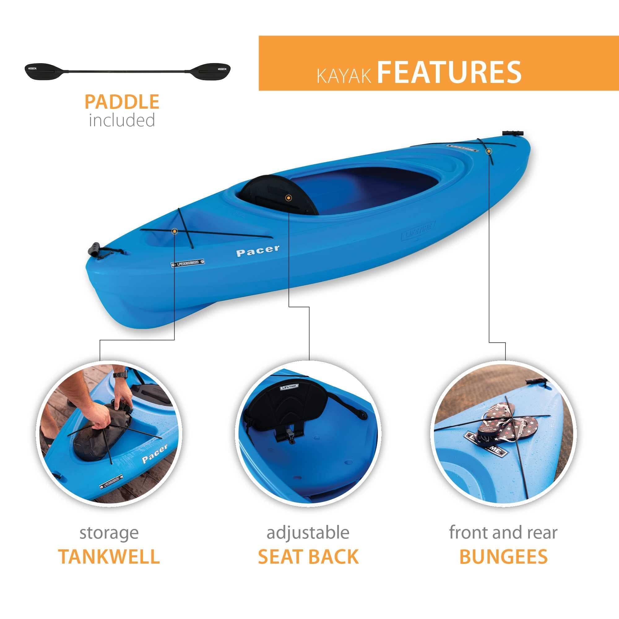 Lifetime Pacer 8 ft Sit-Inside Kayak with Paddle, Green (91032)