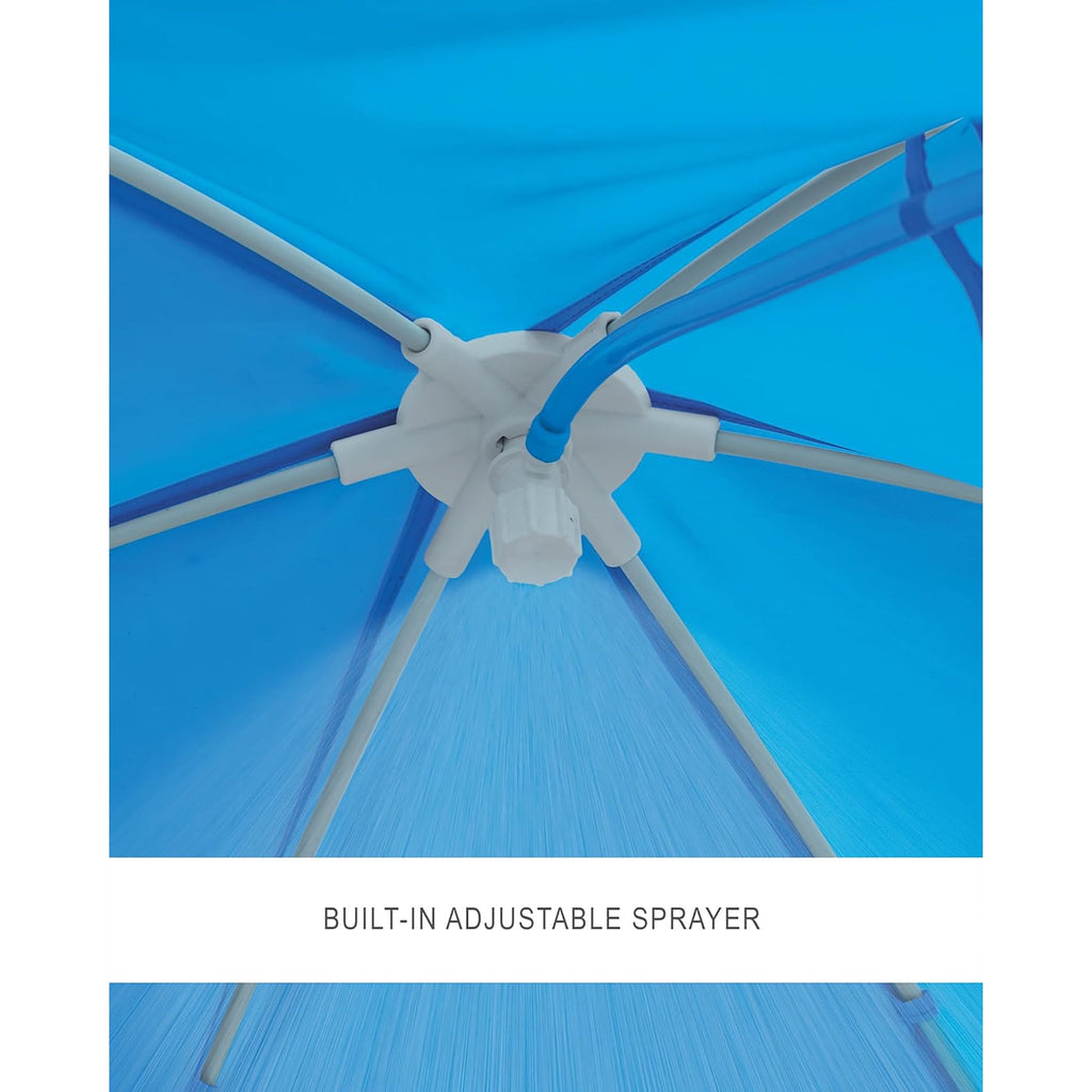 Intex: Canopy Metal Frame Splash Pool - 6' x 15 - UPF 50+ Sunshade Cover, Built-In Water Sprayer, Puncture-Resistant, Wade Kiddie Pool, Kids 3+