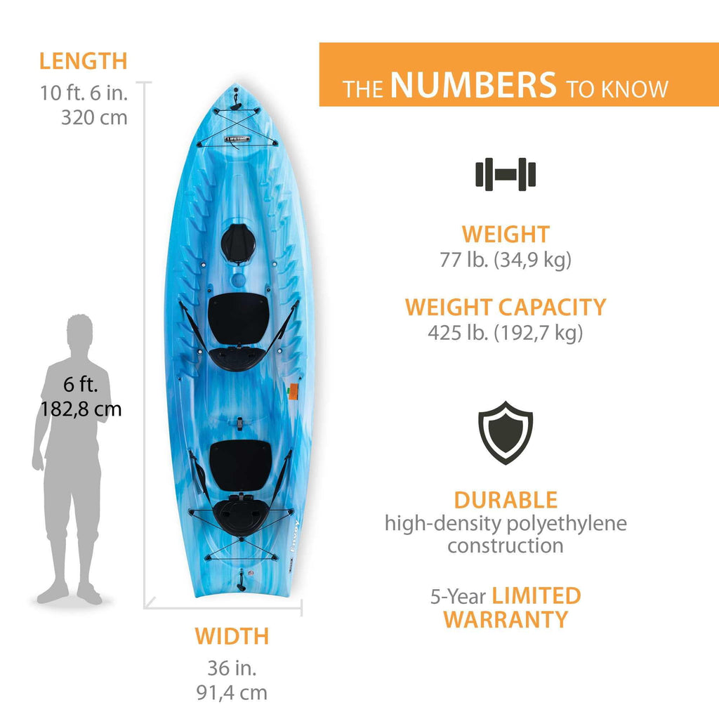 Lifetime Envoy 10.5 ft Sit-On-Top Tandem Kayak with Paddles, Sky Fusion (91192)