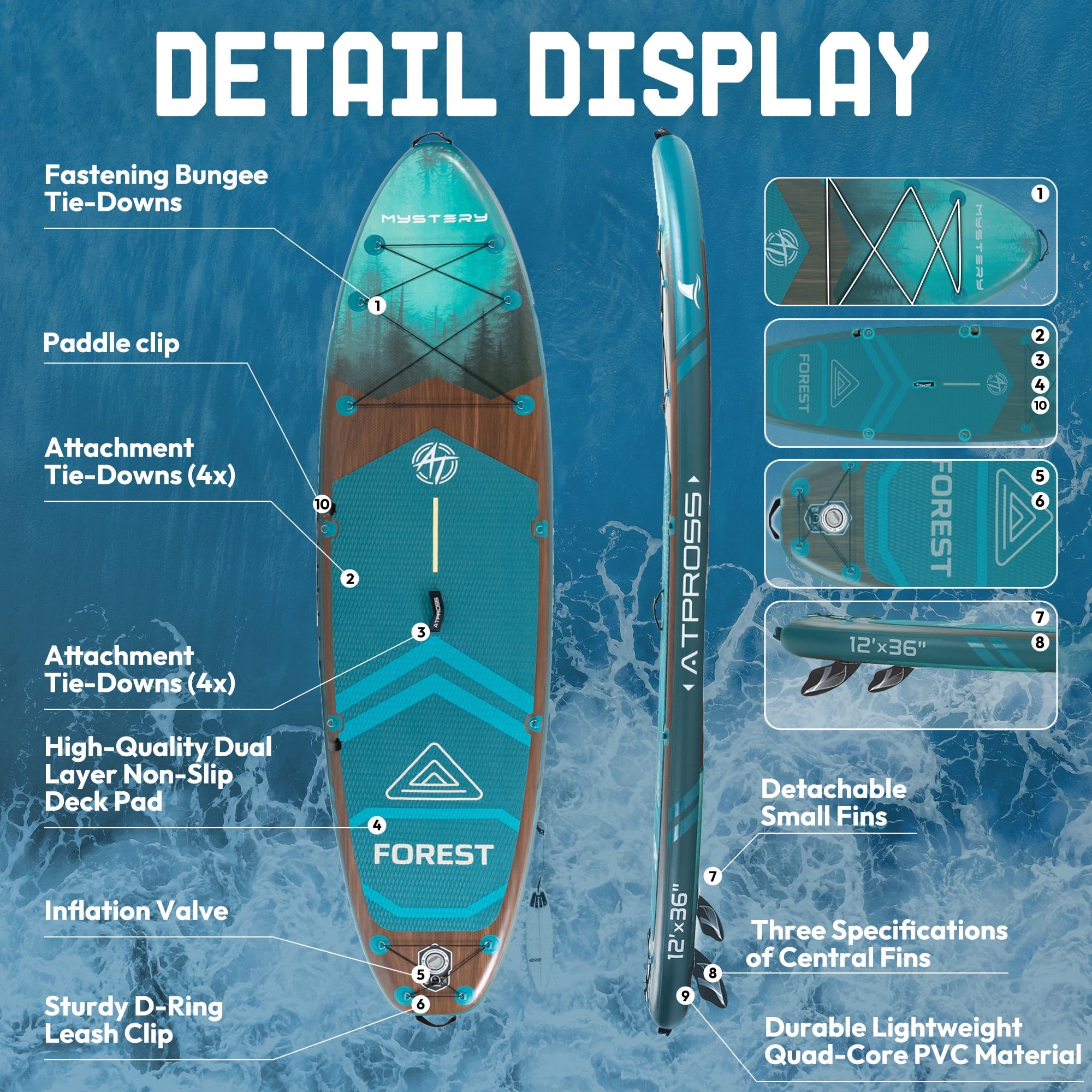 Ultifit Inflatable Paddle Board Extra Wide 500 Lbs Capacity Anti-Slip Design with SUP Accessories and Seat 12' x 36