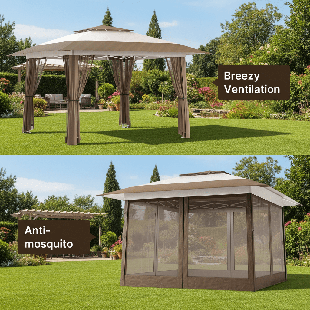 10x10 Pop-Up Canopy Tent with Removable Walls, 3 Height Adjustable Easy Set up Portable Gazebo, For Camping, White