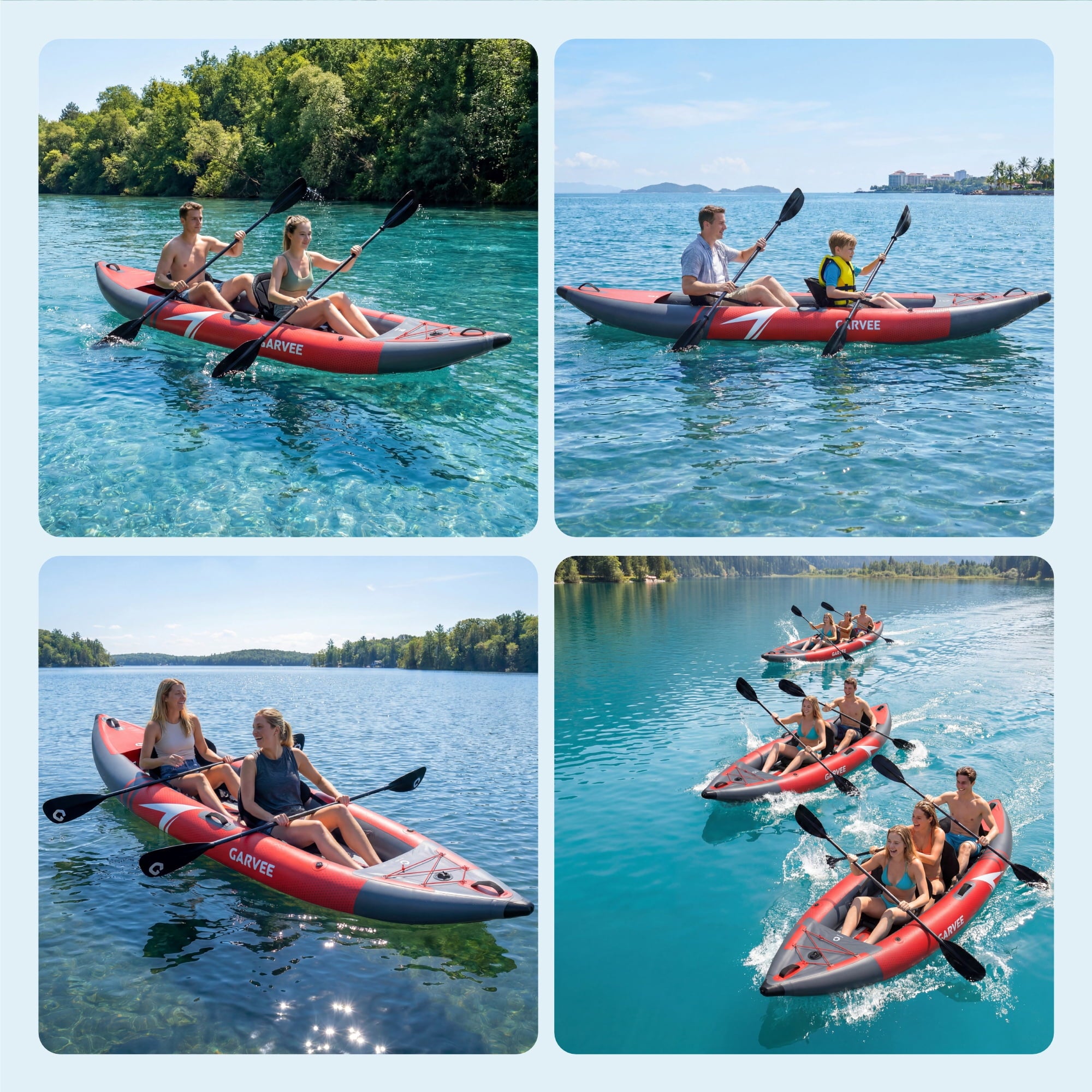 Garvee Inflatable Kayak Set for 1 Person, 118 x 36 x 16, Blue