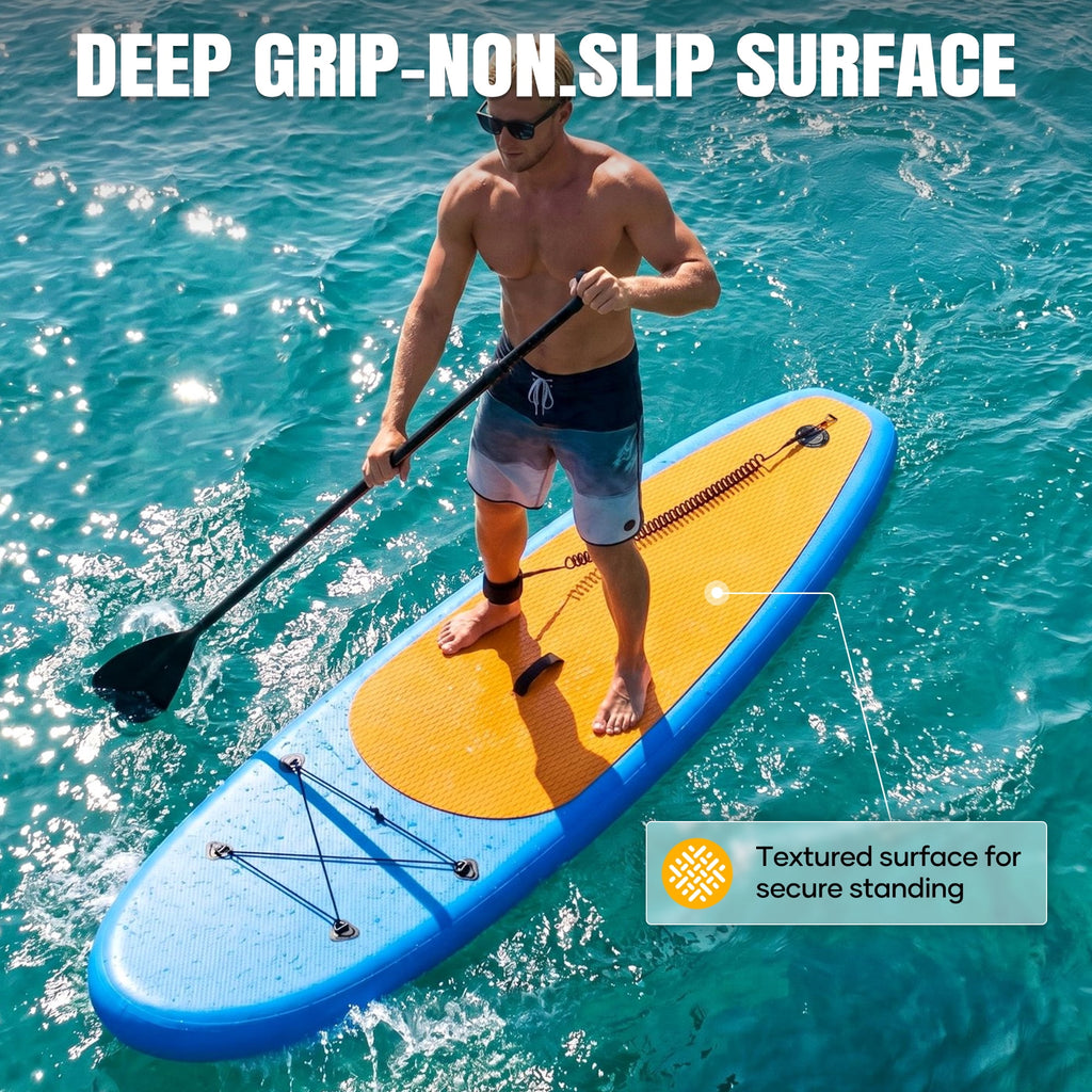 Naipo 10FT Inflatable Paddle Board 30in Wide Design Stand up Paddle Board with Paddle Accessories for Family Beginners Youth Blue Yellow