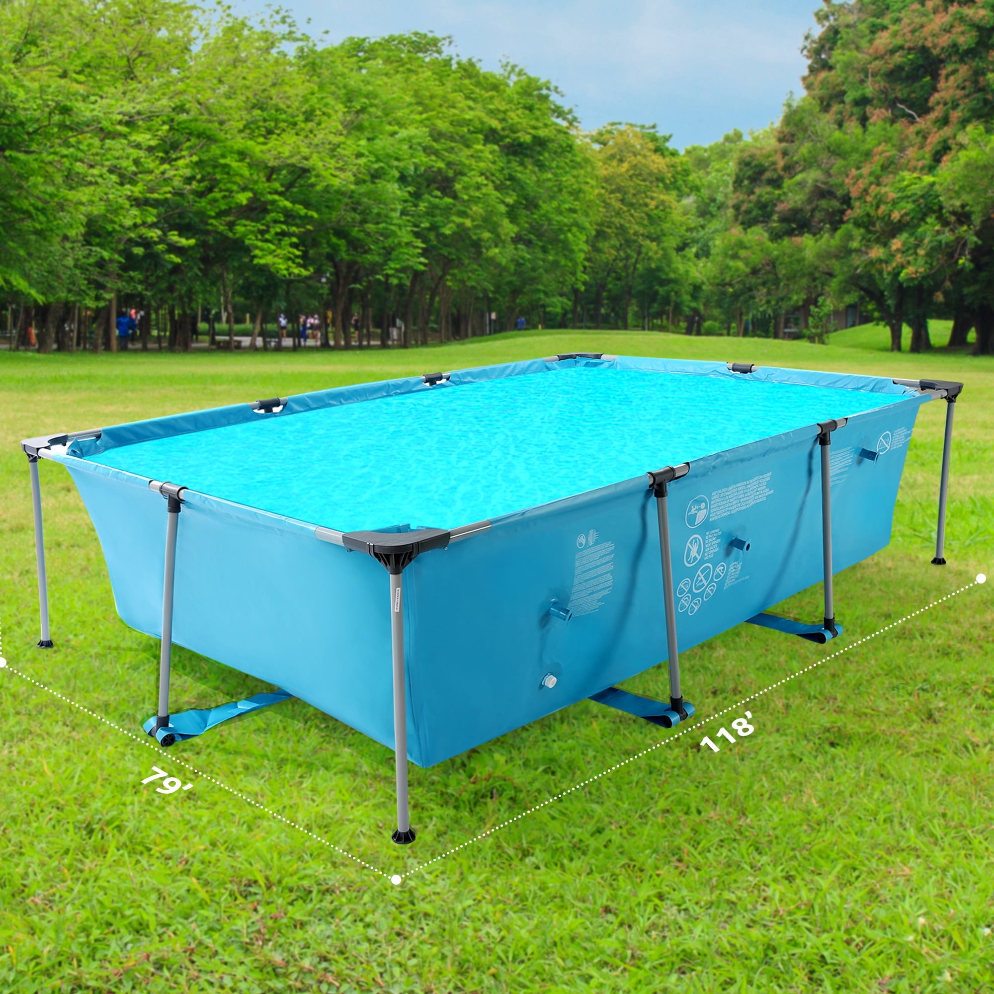 Naipo 15FT Above Ground Swimming Pool for Backyard Large Steel Frame Upgraded PVC Swimming Pools for Family and Pets with 177 × 86in
