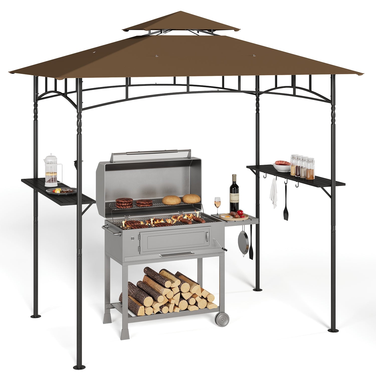 10x10 Pop-Up Canopy Tent with Removable Walls, 3 Height Adjustable Easy Set up Portable Gazebo, For Camping, White