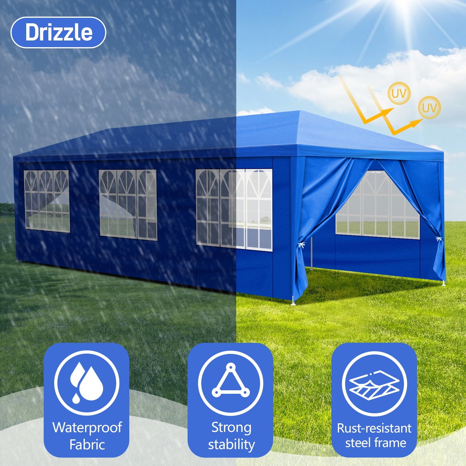 Ktaxon 10' X 30' Canopy Tent with 8 Side Walls for Party Wedding Camping and BBQ