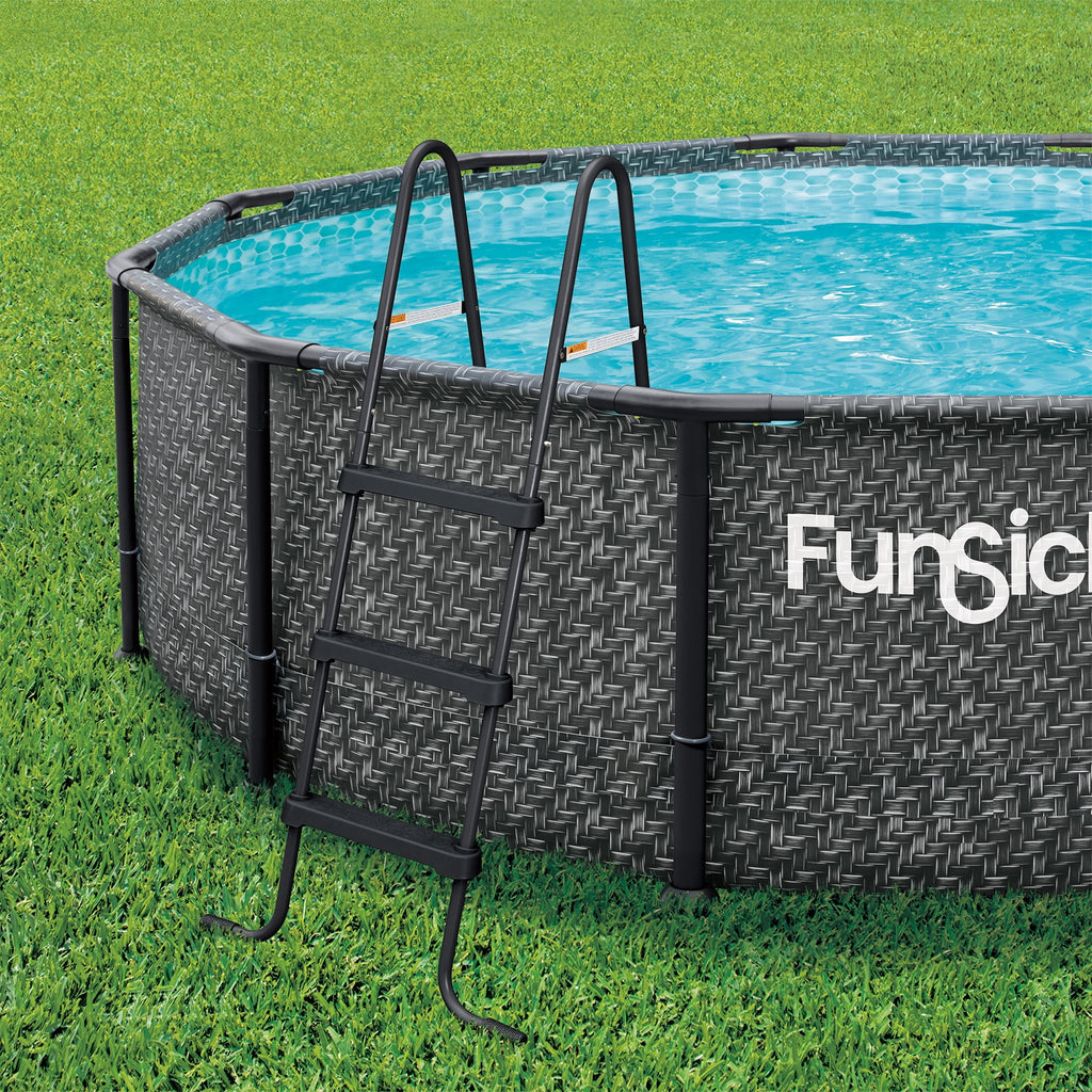 Funsicle 36 Inch SureStep 3 Stair Outdoor Above-Ground Swimming Pool Ladder, Blue & White