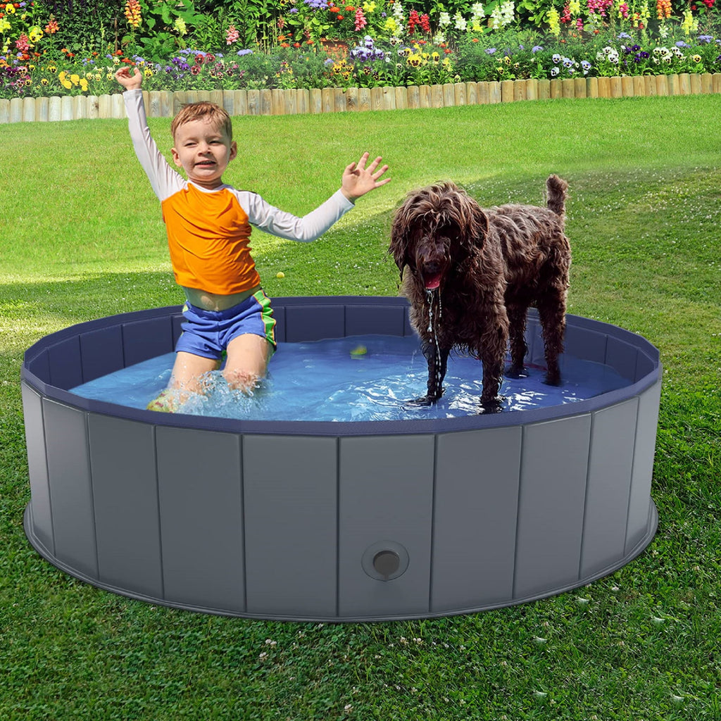 Niubya 47'' x 12'' Foldable Dog Swimming Pool, Small swimming pool，Portable Bath Tub for Pets Indoor and Outdoor(Gray)