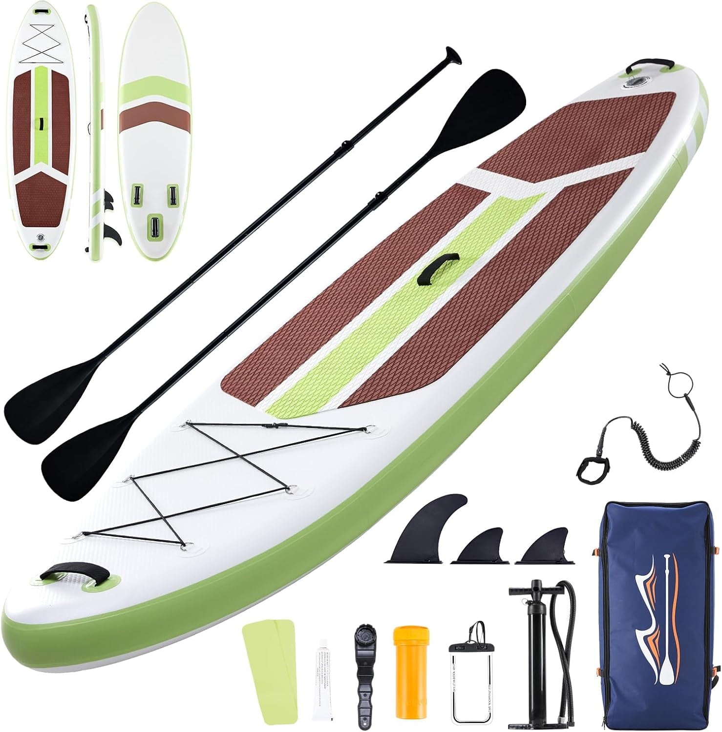 CONCETTA Inflatable Paddle Board,Equipped With SUP Paddle Board Accessories, The Non-slip EVA Deck Design Restarts The Surfboard,Surfboard for Youth&Adults of All Skill Levels，Brown Green