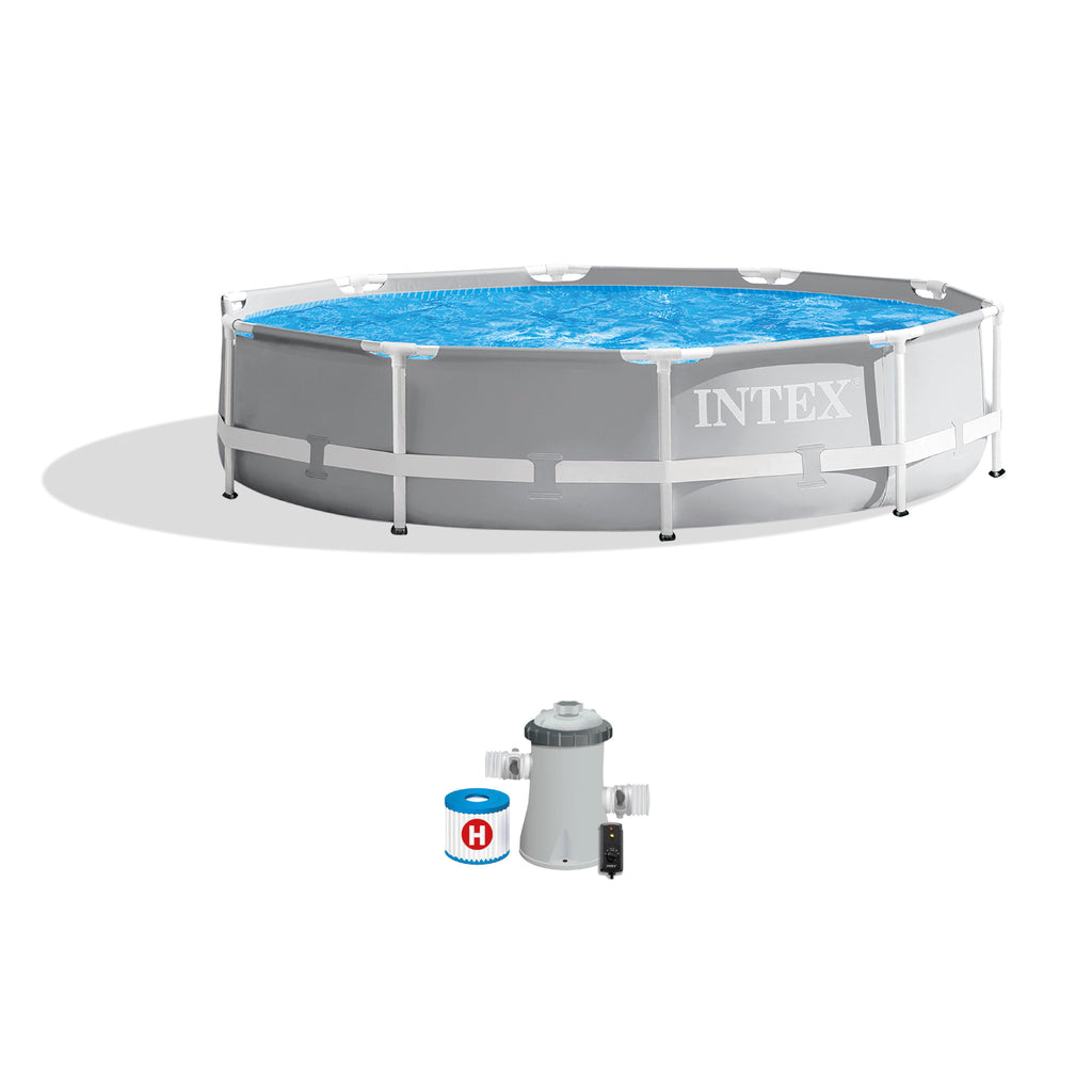 Open Box INTEX Prism Metal Frame 10' x 30 Above Ground Swimming Pool and Filter Pump