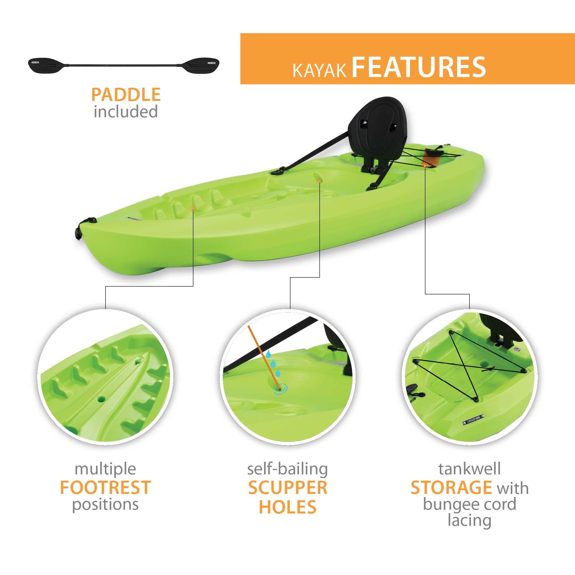 Lifetime Daylite 8 ft Sit-On-Top Kayak with Paddle, Red (90775)
