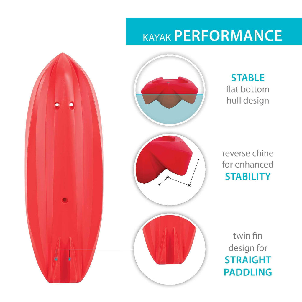 Lifetime Wave 6 ft Youth Sit-On-Top Kayak with Paddle, Fire Red (91401)
