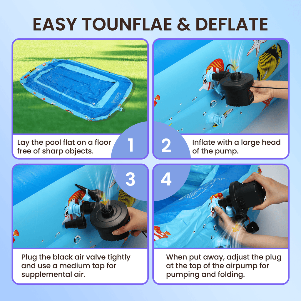 GVDV Inflatable Pool, Durable Thickened Blow up Kiddie Pool for Kids, Toddlers and Adults, BPA-Free Family Swimming Pool, 6.9 x 5 x 1.8 ft, Blue
